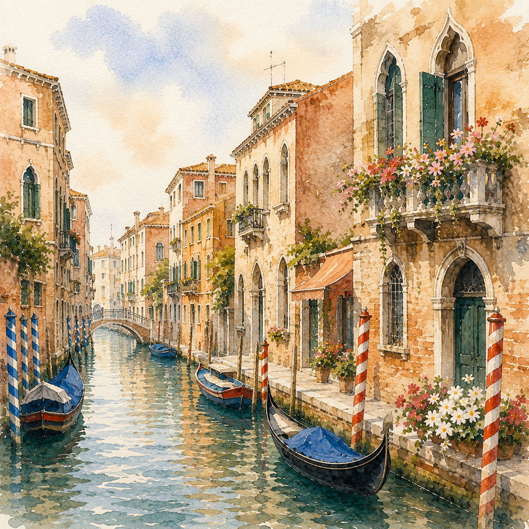 Watercolor Italy Collection Grand Canal 12 x 12 Double-Sided Scrapbook Paper by SSC Designs