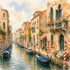 Watercolor Italy Collection Grand Canal 12 x 12 Double-Sided Scrapbook Paper by SSC Designs