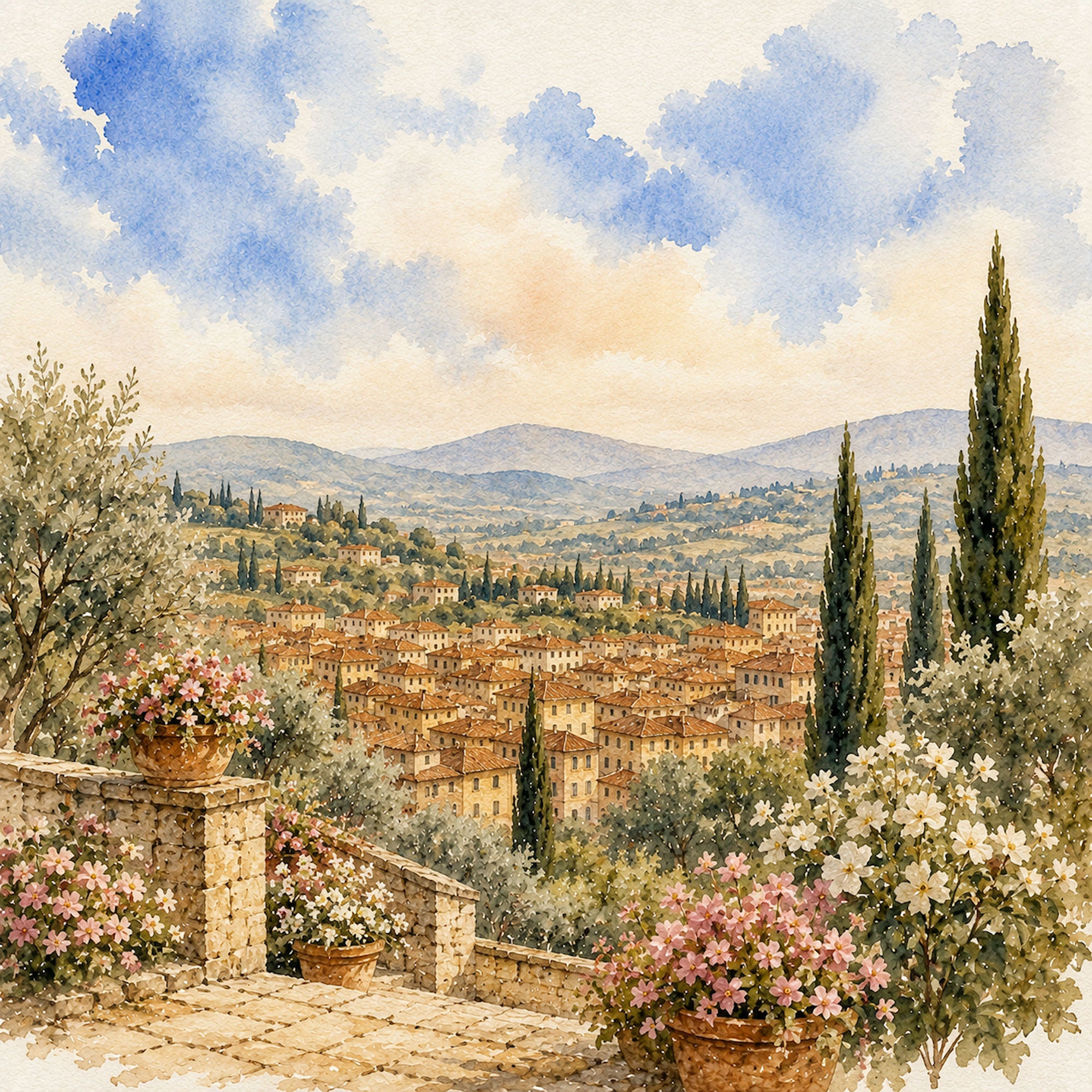 Watercolor Italy Collection Florence Duomo 12 x 12 Double-Sided Scrapbook Paper by SSC Designs