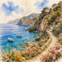 Watercolor Italy Collection Cinque Terre 12 x 12 Double-Sided Scrapbook Paper by SSC Designs