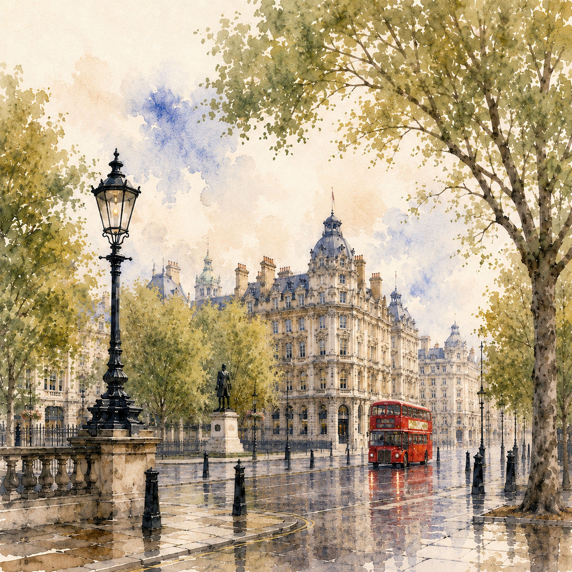 Watercolor London Collection Big Ben 12 x 12 Double-Sided Scrapbook Paper by SSC Designs