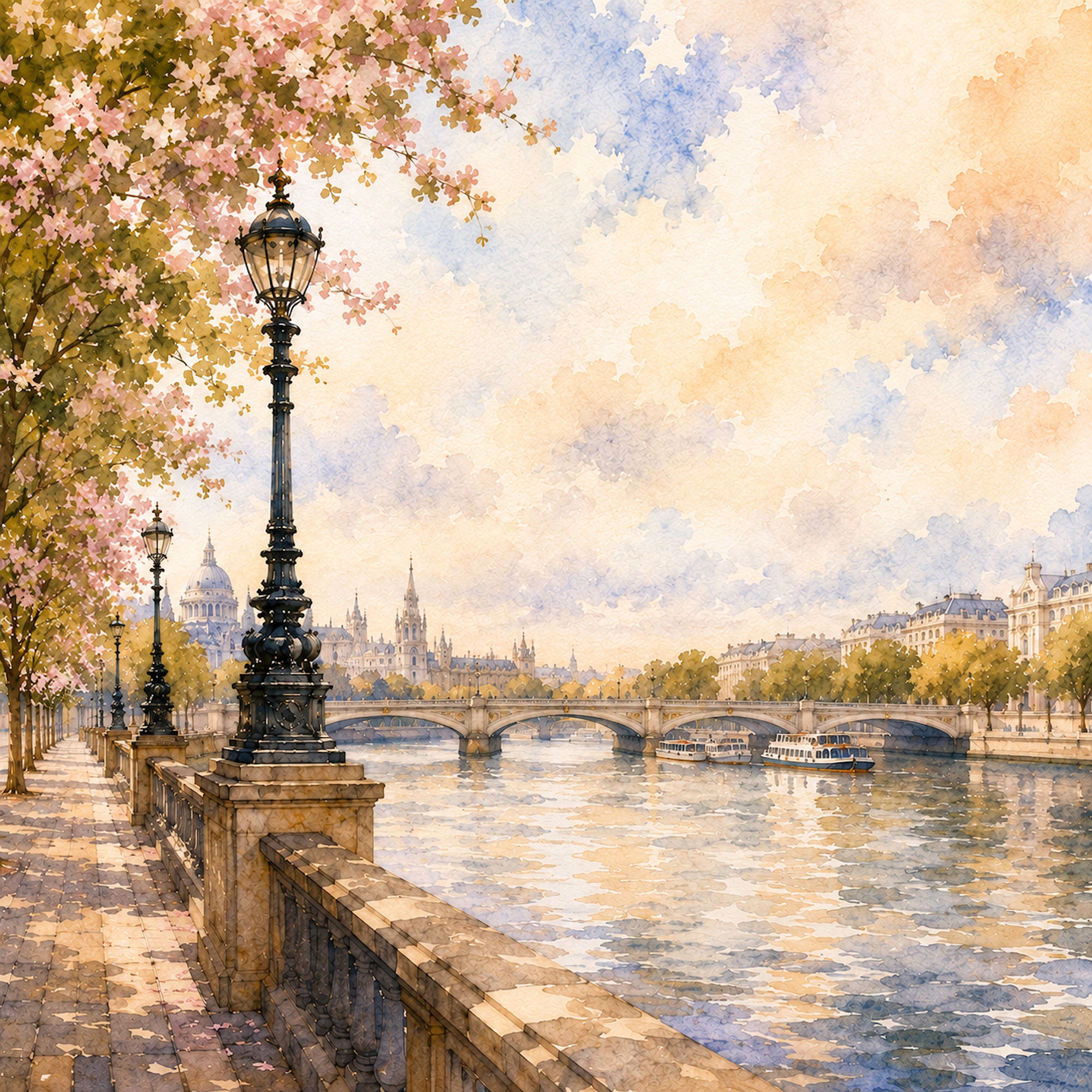 Watercolor London Collection Buckingham Palace 12 x 12 Double-Sided Scrapbook Paper by SSC Designs