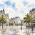 Watercolor London Collection Trafalgar Square 12 x 12 Double-Sided Scrapbook Paper by SSC Designs