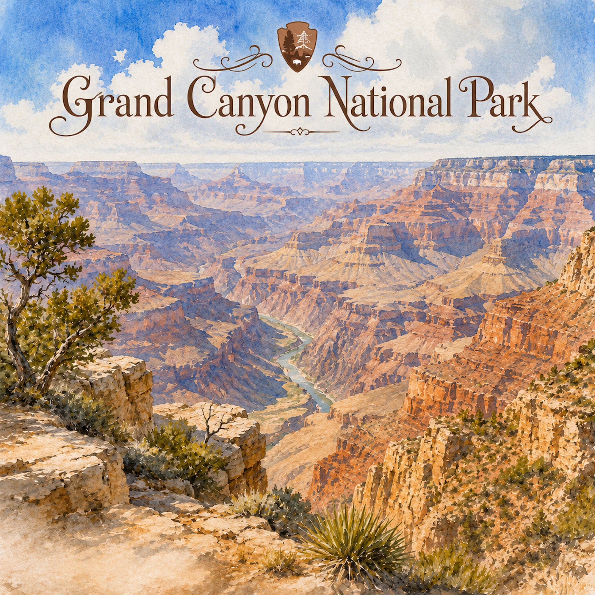 Watercolor National Parks Collection Grand Canyon National Park 12 x 12 Double-Sided Scrapbook Paper by SSC Designs