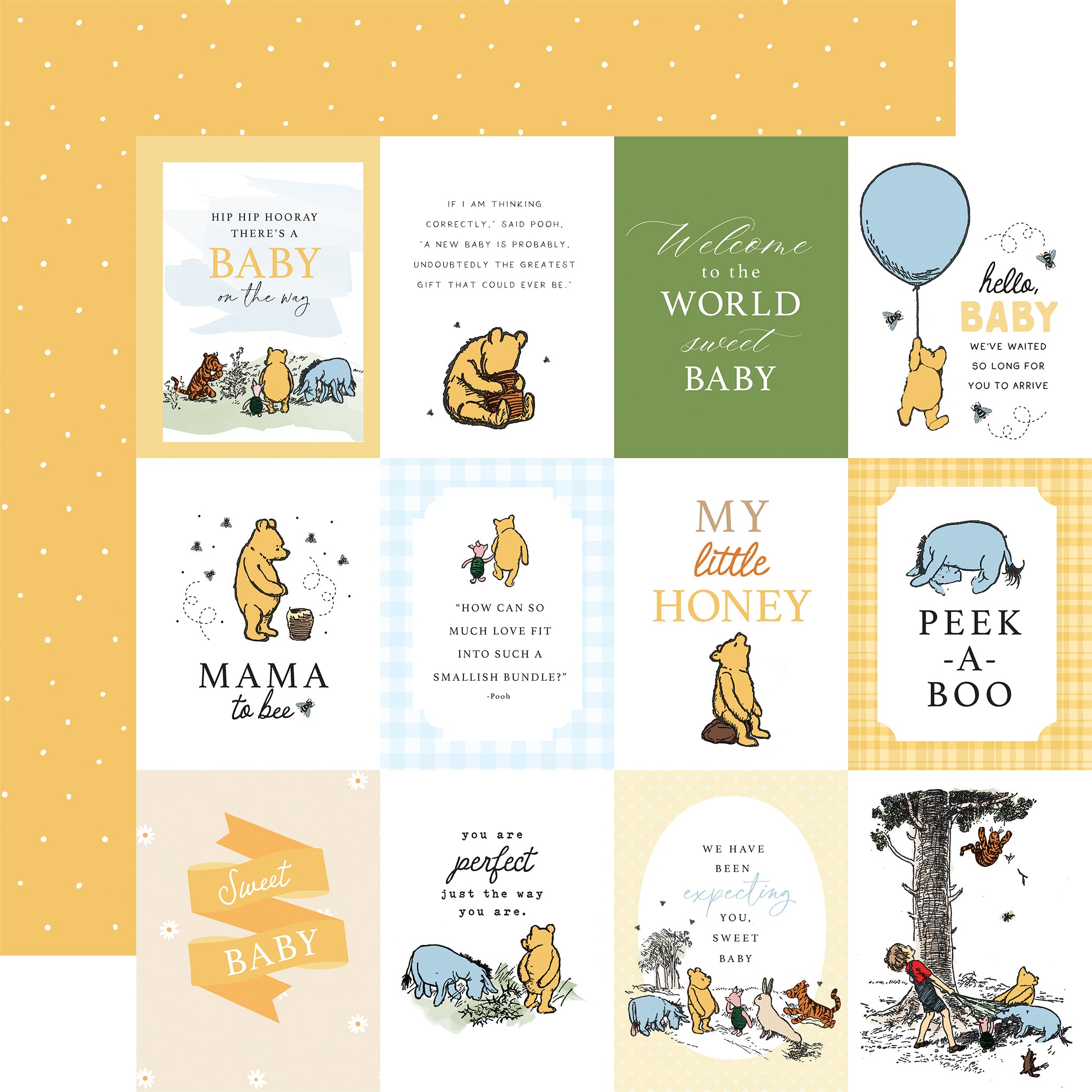 Winnie The Pooh Baby Scrapbook Paper & Sticker Collection Kit by Echo Park Paper - 13 Pieces