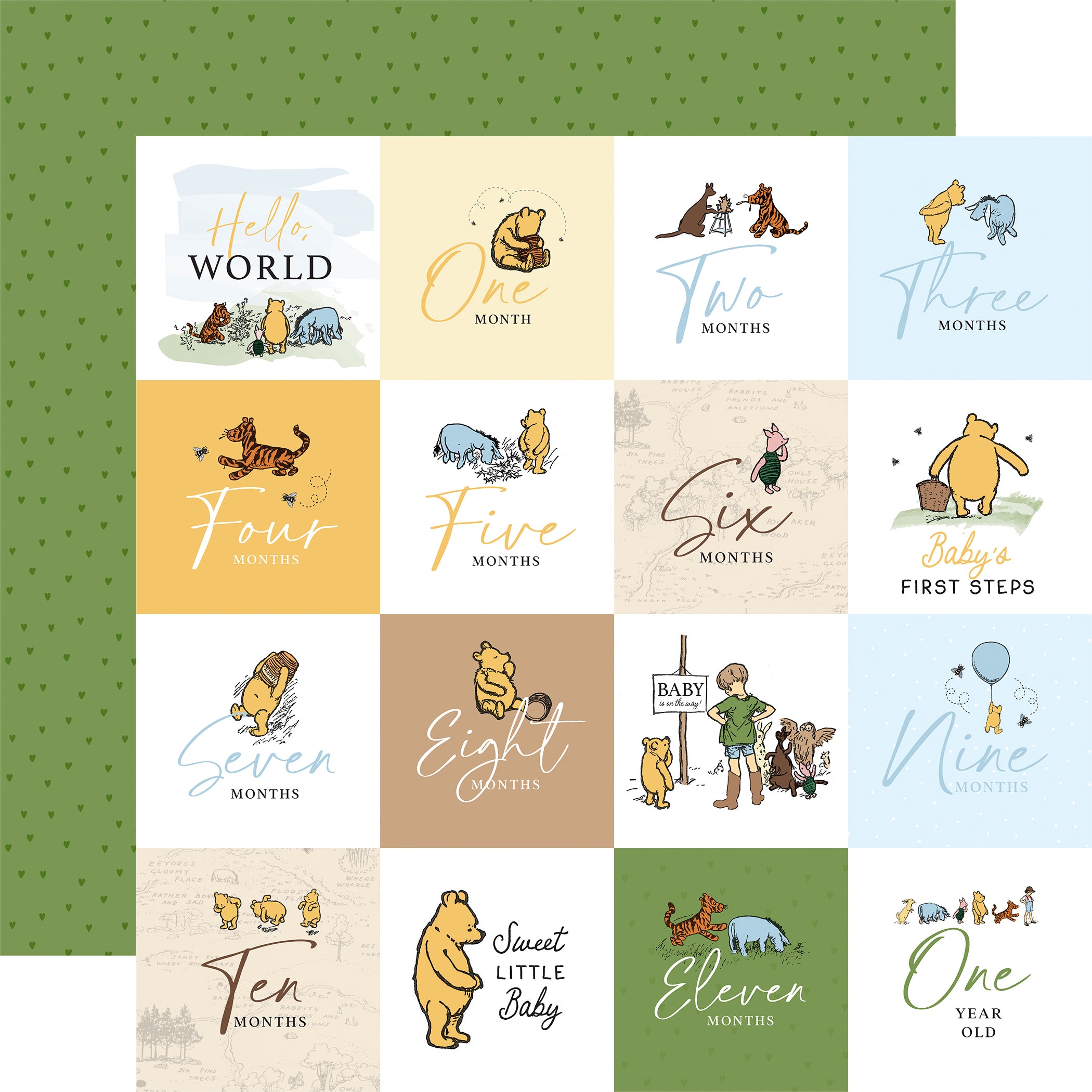 Winnie The Pooh Baby Scrapbook Paper & Sticker Collection Kit by Echo Park Paper - 13 Pieces