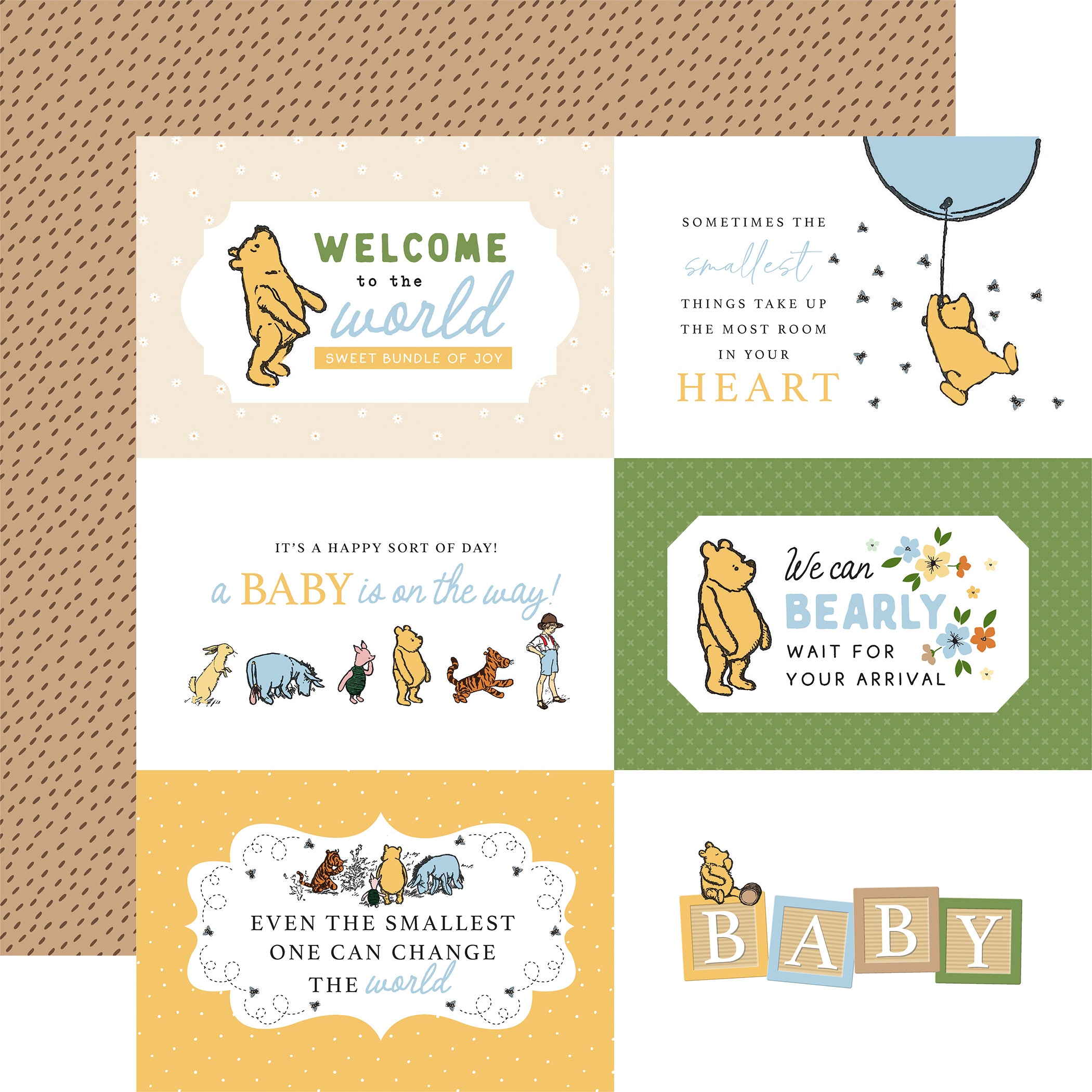 Winnie The Pooh Baby Scrapbook Paper & Sticker Collection Kit by Echo Park Paper - 13 Pieces