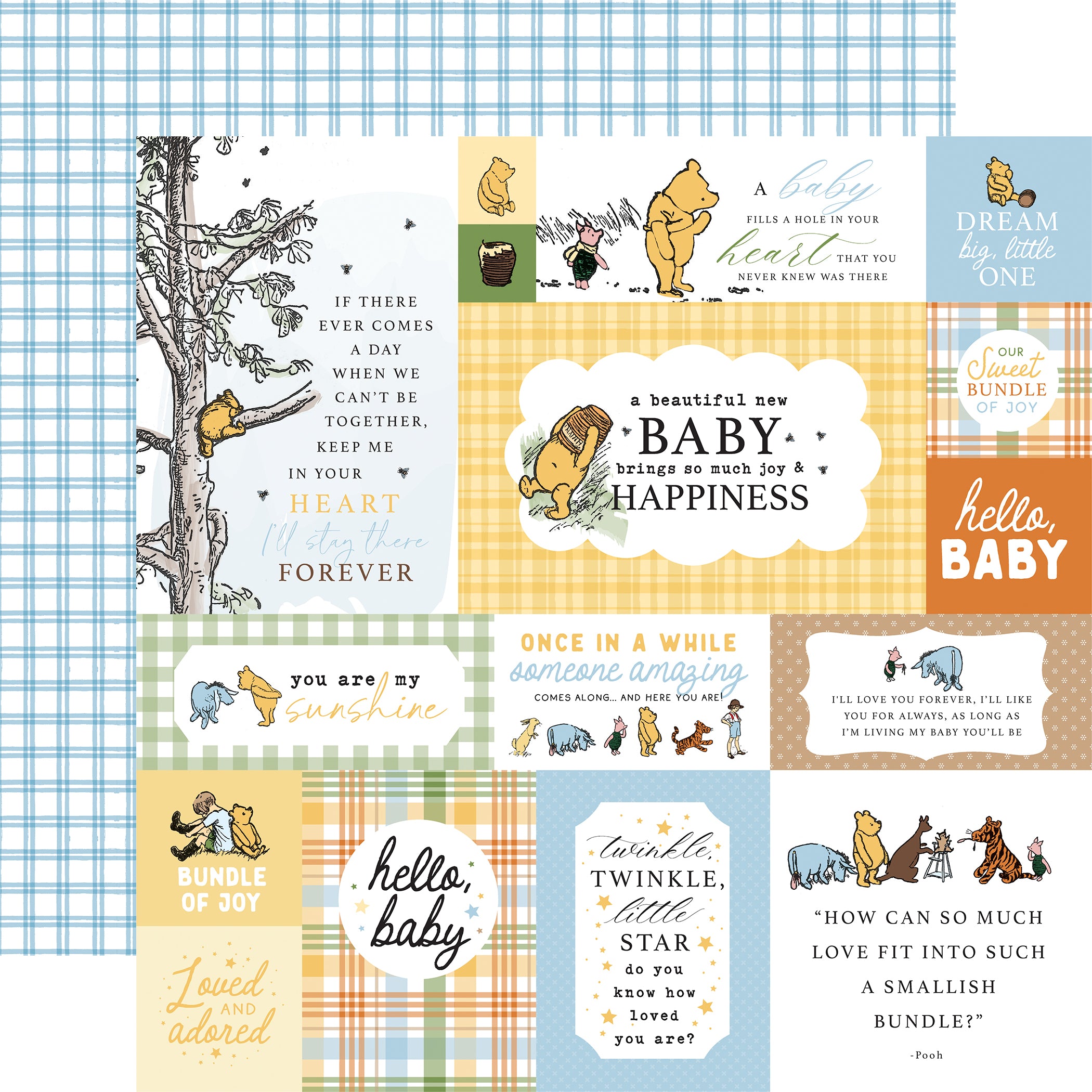 Winnie The Pooh Baby Scrapbook Paper & Sticker Collection Kit by Echo Park Paper - 13 Pieces