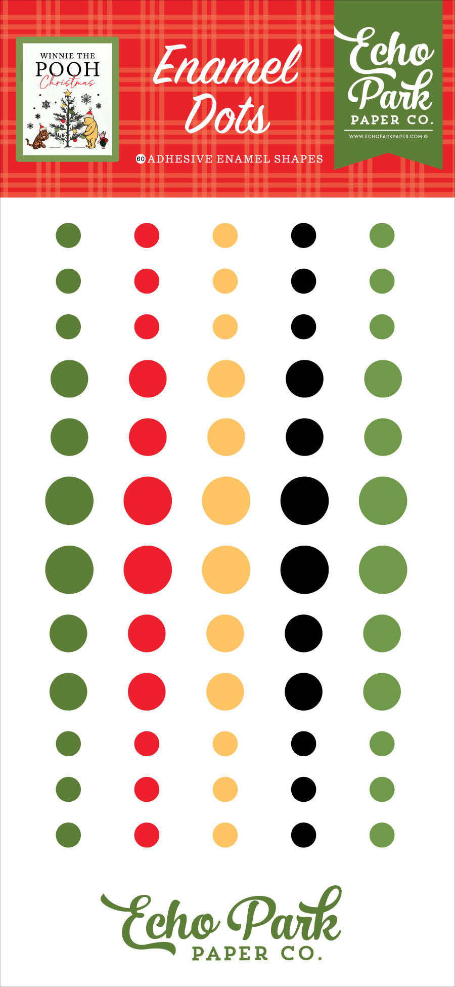 Winnie The Pooh Christmas Collection 3x6 Self-Adhesive Enamel Dots Scrapbook Embellishments by Echo Park Paper