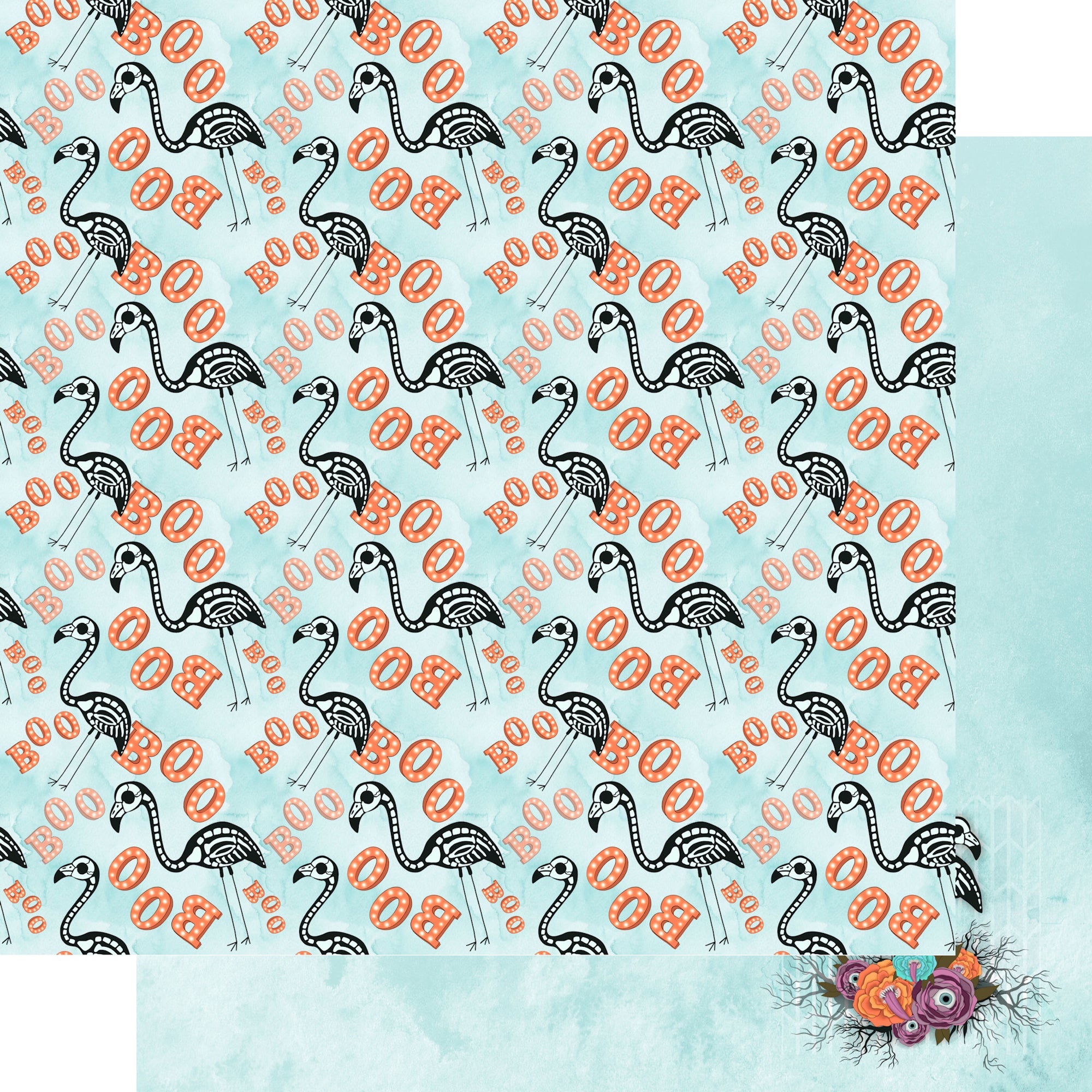 Witch, Please! Collection Frightful Flamingos 12 x 12 Double-Sided Scrapbook Paper by SSC Designs