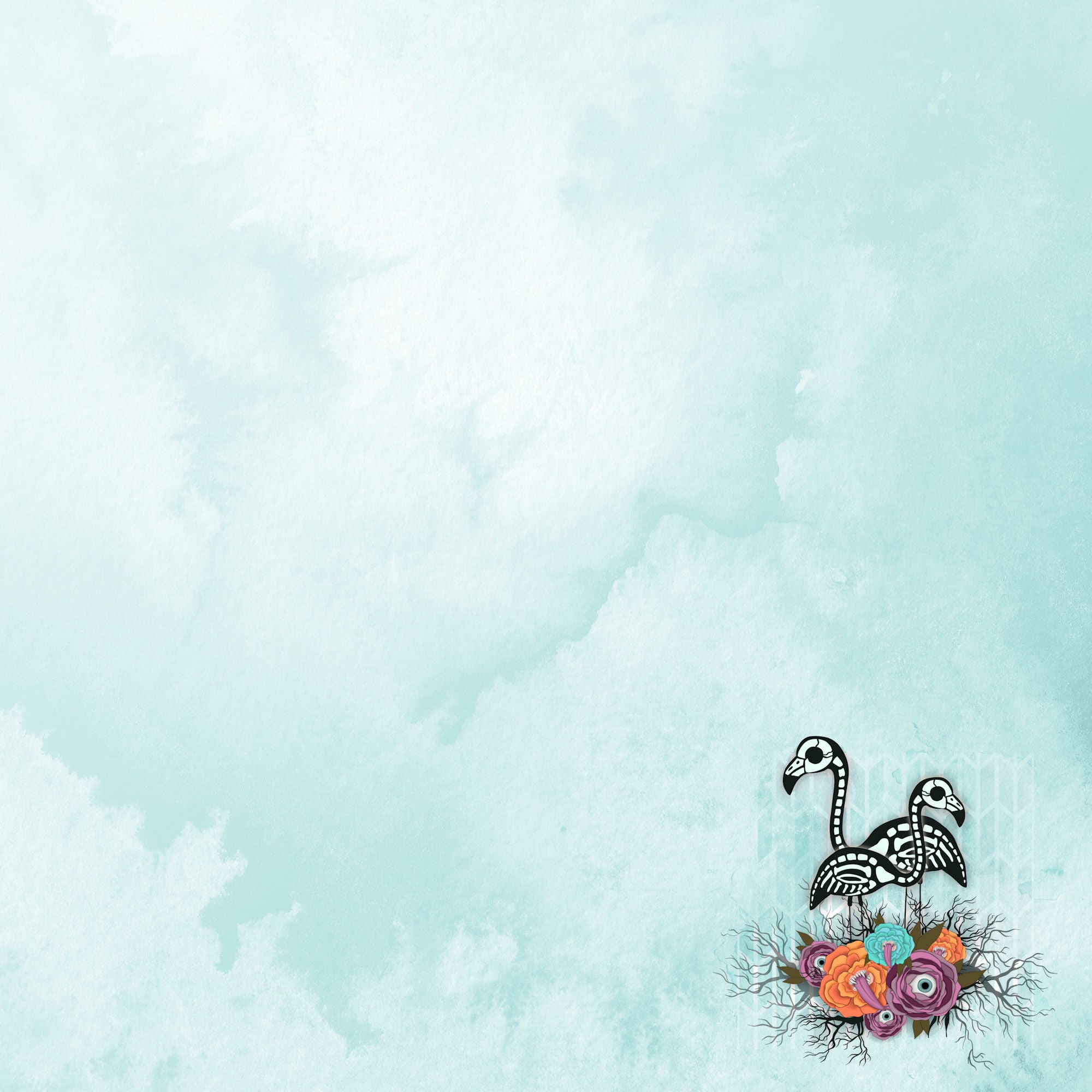 Witch, Please! Collection Frightful Flamingos 12 x 12 Double-Sided Scrapbook Paper by SSC Designs