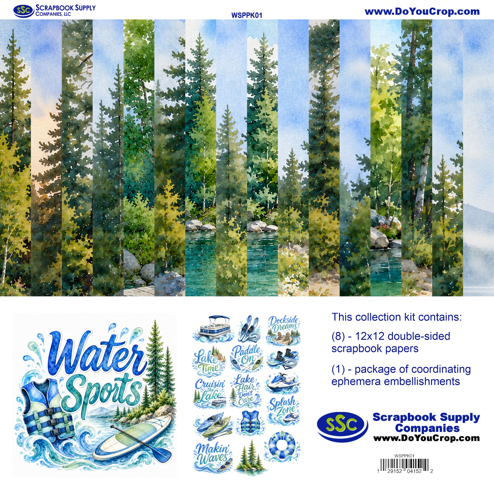 Water Sports 12 x 12 Scrapbook Paper & Embellishment Kit by SSC Designs