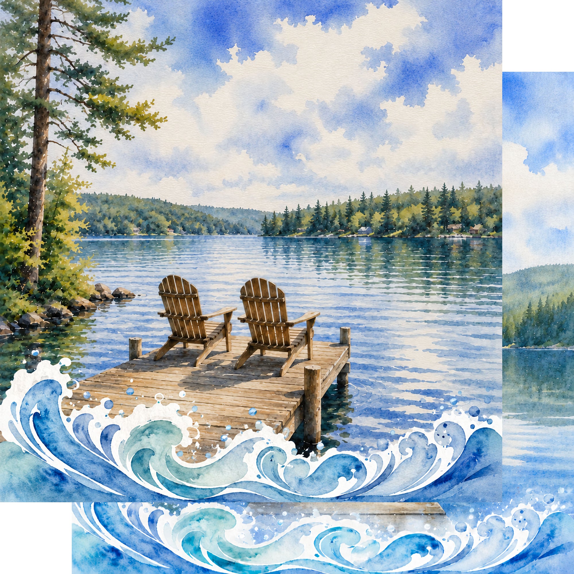 Water Sports Collection Dockside Memories 12 x 12 Double-Sided Scrapbook Paper by SSC Designs