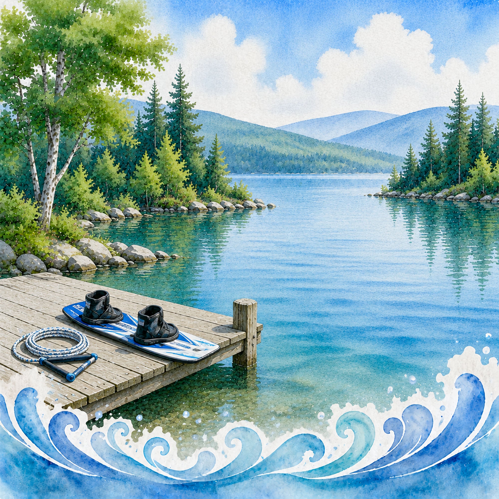 Water Sports Collection Wakes & Waves 12 x 12 Double-Sided Scrapbook Paper by SSC Designs