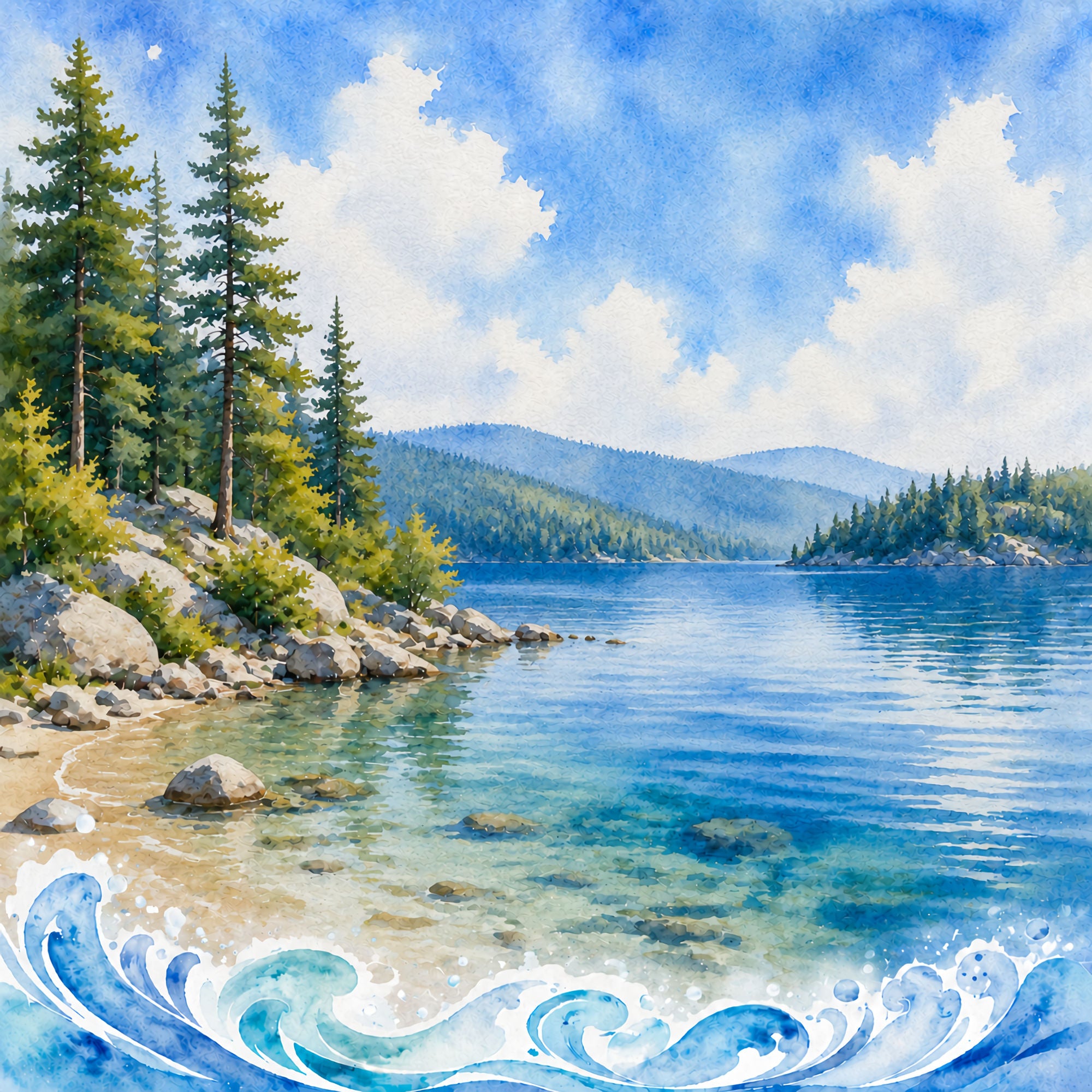 Water Sports Collection Wakes & Waves 12 x 12 Double-Sided Scrapbook Paper by SSC Designs