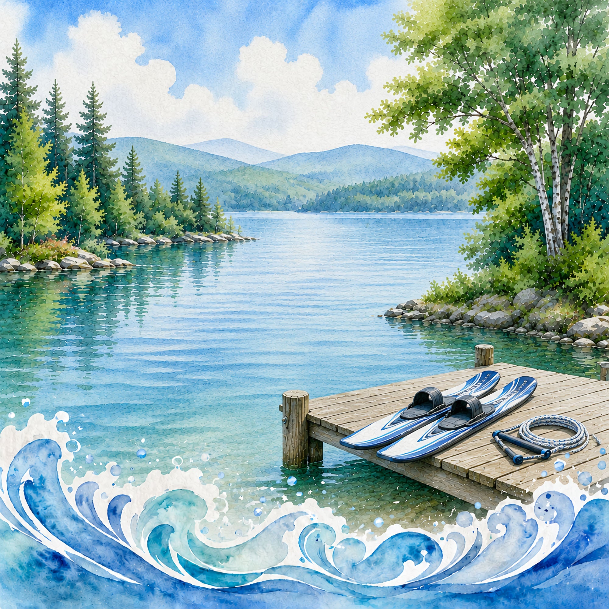 Water Sports Collection Water Ski Weekend 12 x 12 Double-Sided Scrapbook Paper by SSC Designs