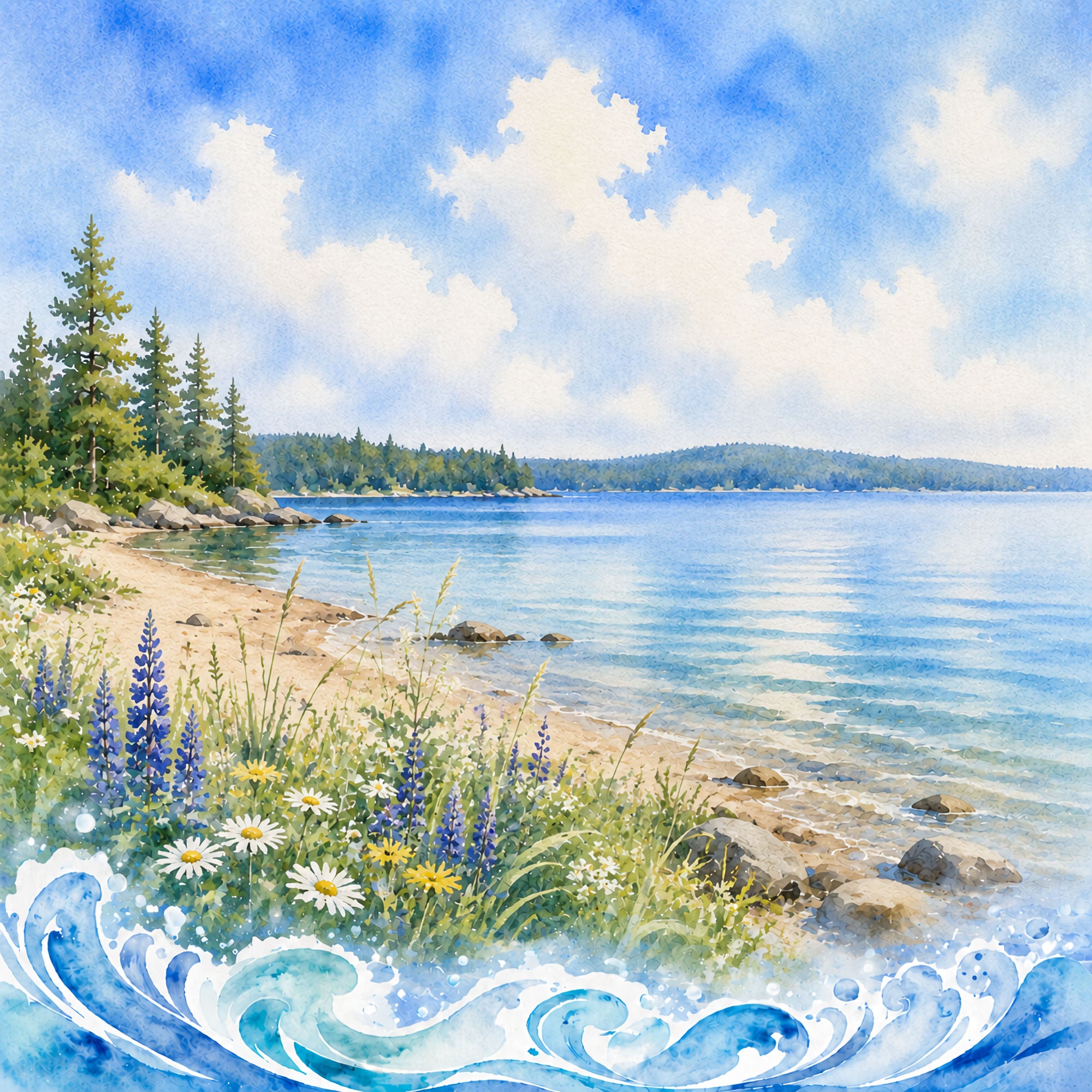 Water Sports Collection Pontoon Party 12 x 12 Double-Sided Scrapbook Paper by SSC Designs