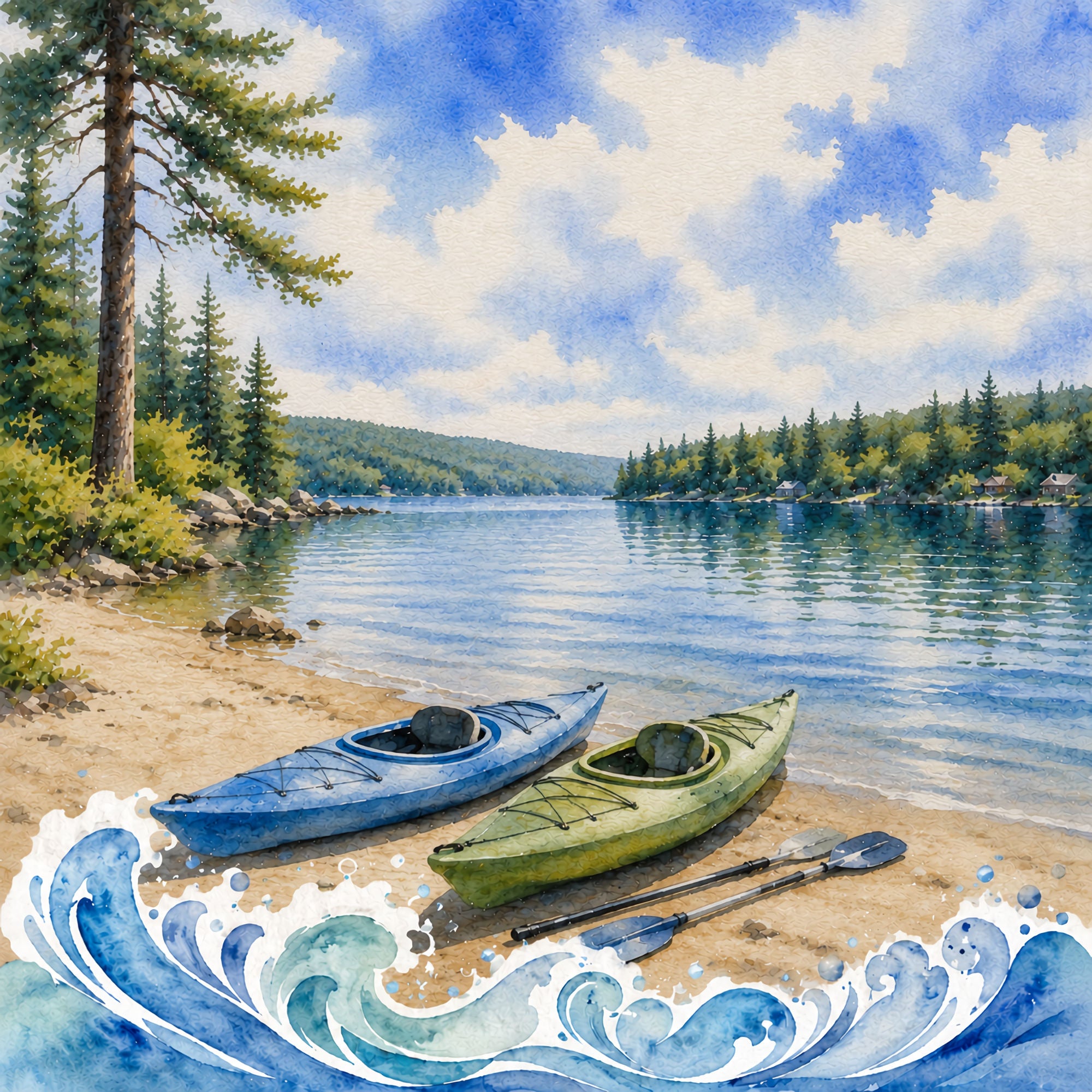 Water Sports Collection Kayak Adventure 12 x 12 Double-Sided Scrapbook Paper by SSC Designs