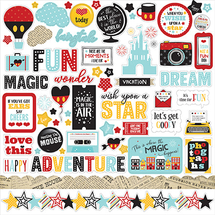 Wish Upon A Star Collection 12 x 12 Scrapbook Sticker Sheet by Echo Park Paper