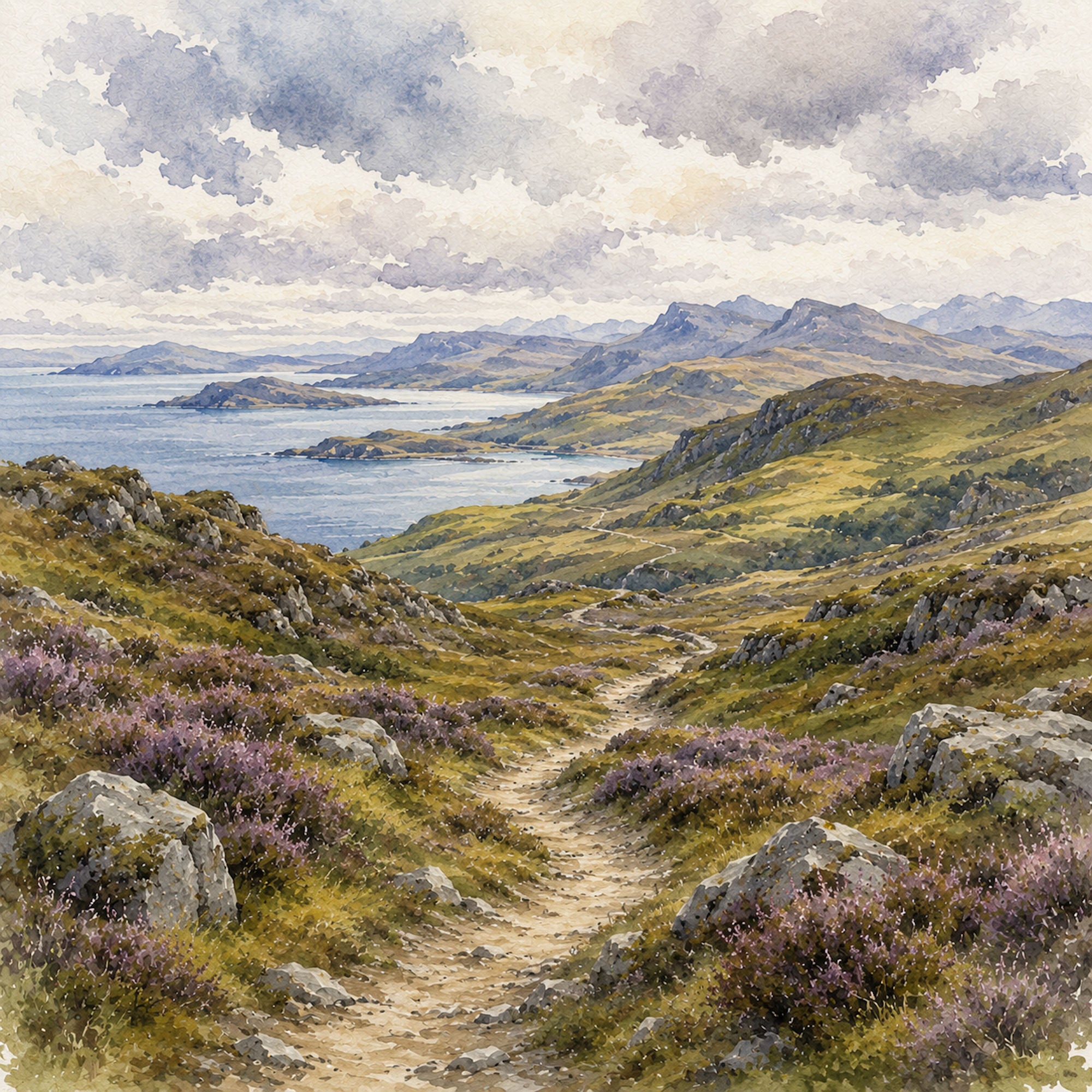 Watercolor Scotland Collection Isle of Skye 12 x 12 Double-Sided Scrapbook Paper by SSC Designs