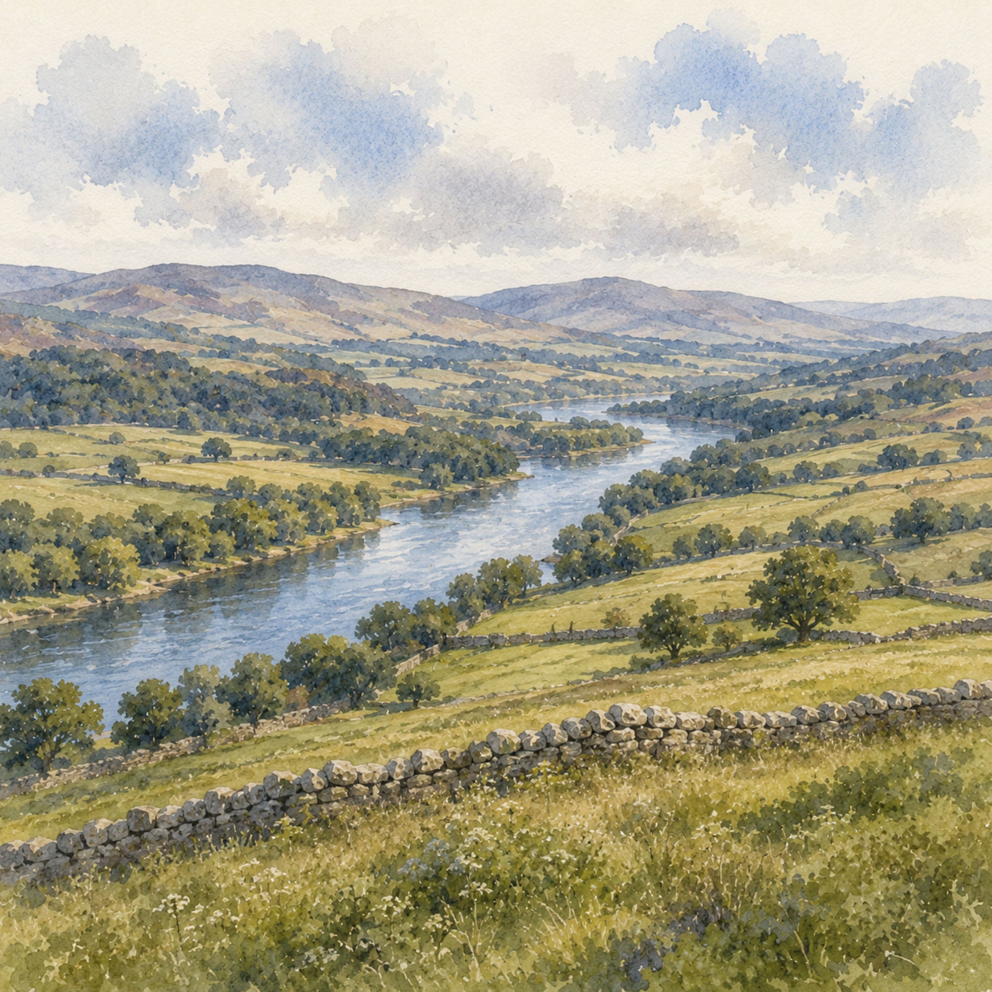 Watercolor Scotland Collection Glenfinnan Viaduct 12 x 12 Double-Sided Scrapbook Paper by SSC Designs