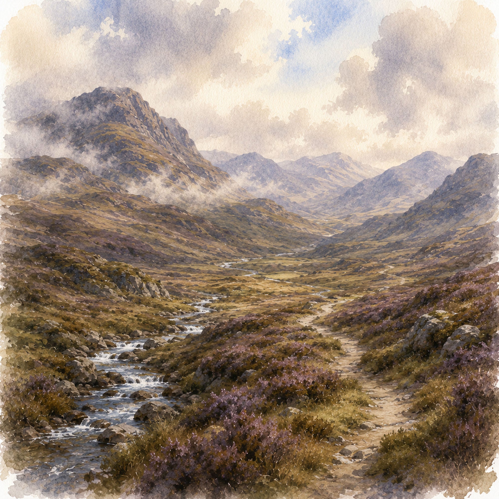 Watercolor Scotland Collection Glencoe 12 x 12 Double-Sided Scrapbook Paper by SSC Designs