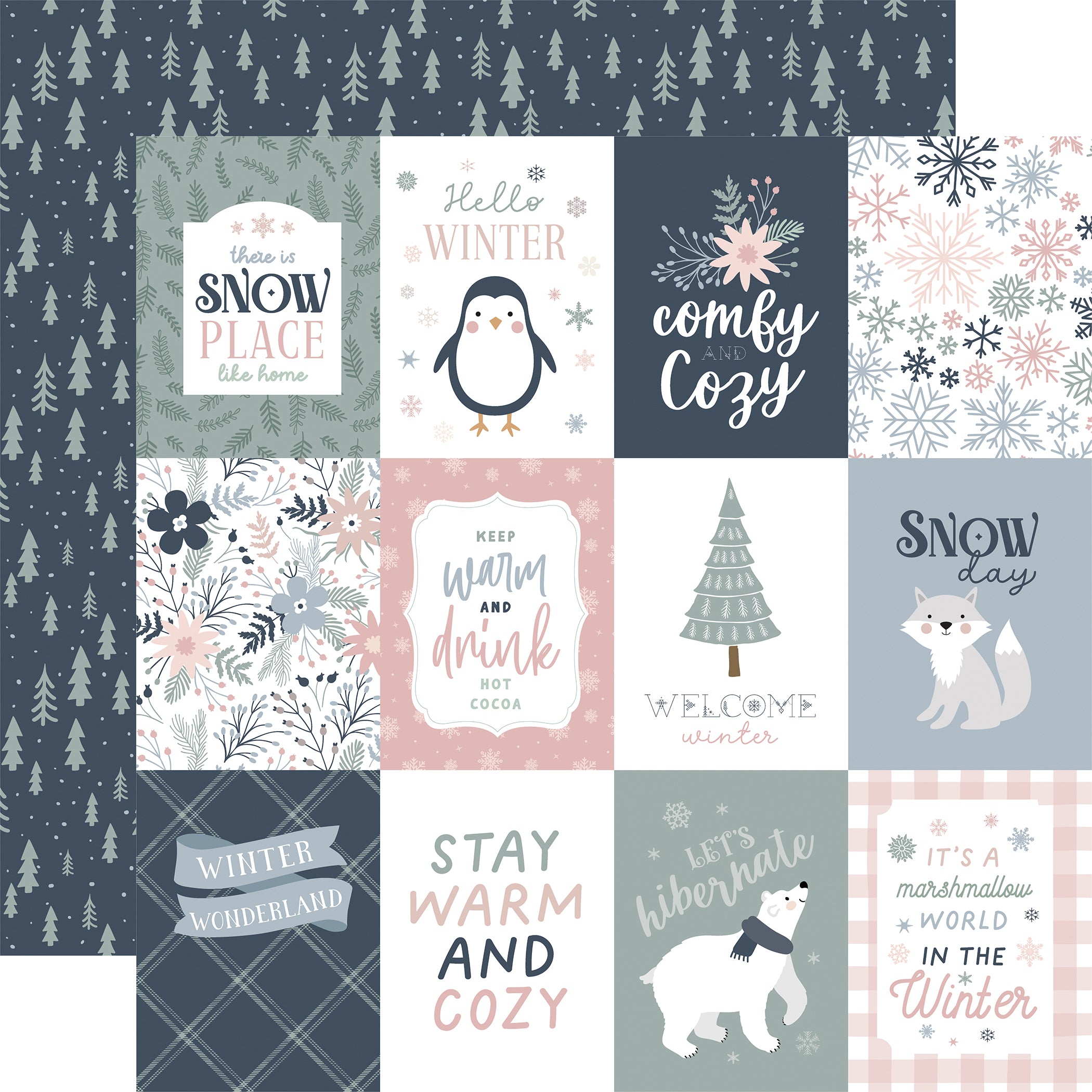 Winterland Collection 3 x 4 Journaling Cards 12 x 12 Double-Sided Scrapbook Paper by Echo Park Paper