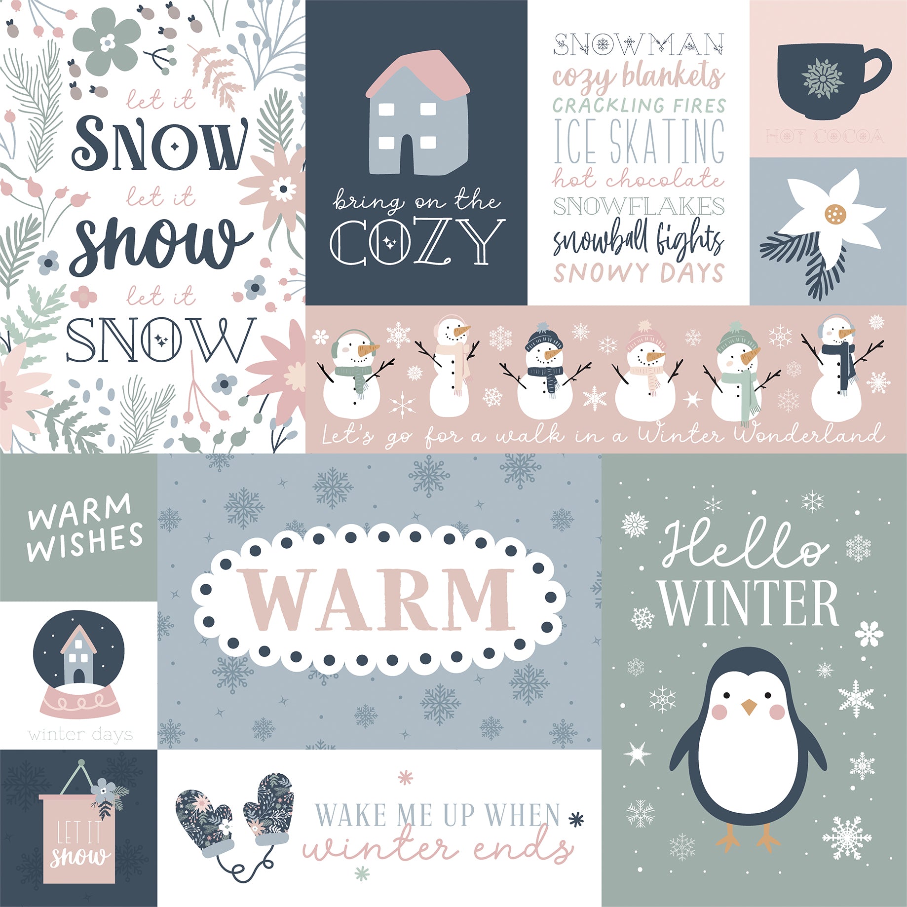 Winterland Collection Multi Journaling Cards 12 x 12 Double-Sided Scrapbook Paper by Echo Park Paper