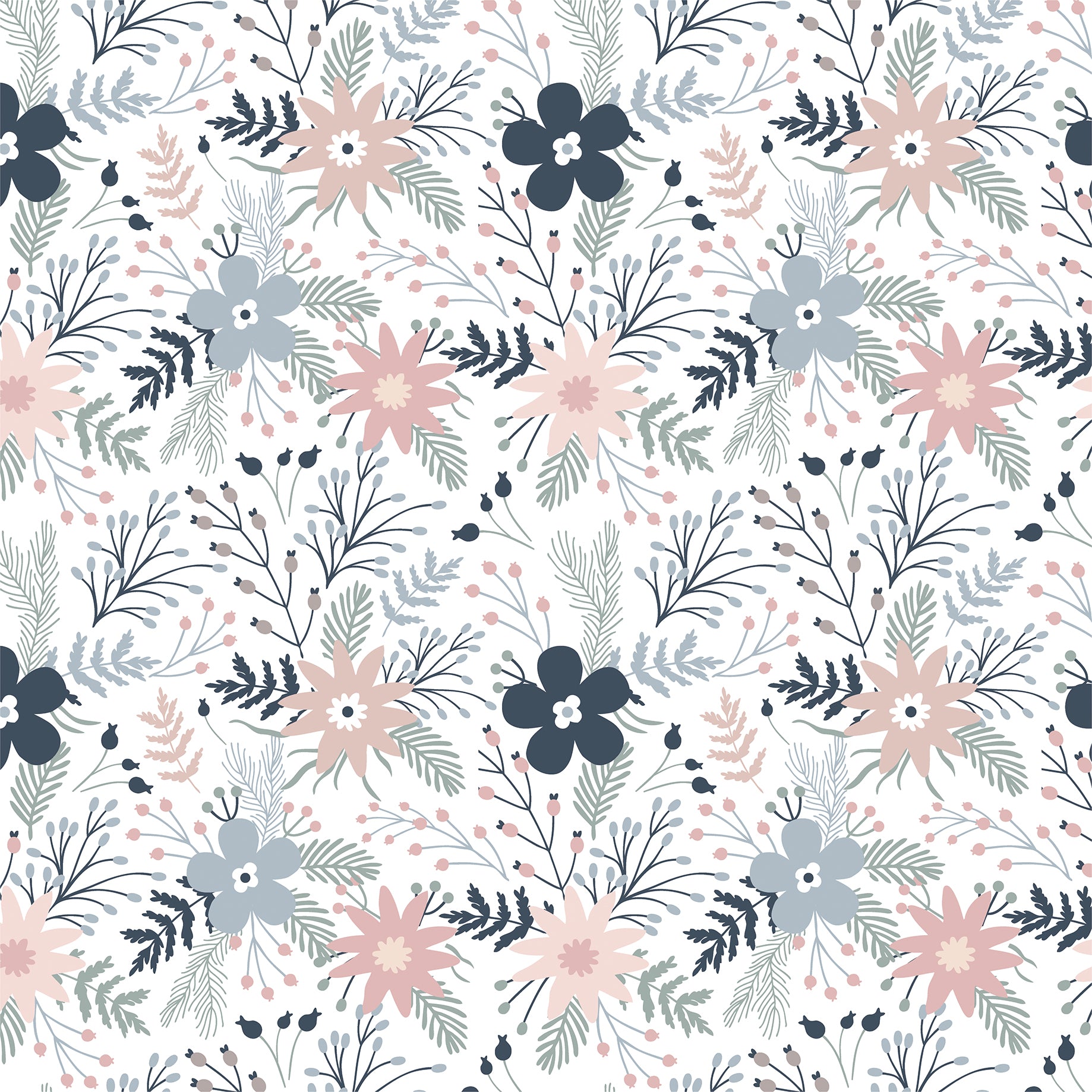 Winterland Collection Winterland Floral 12 x 12 Double-Sided Scrapbook Paper by Echo Park Paper