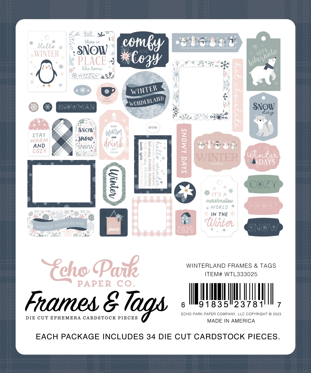Winterland Collection Scrapbook Frames & Tags by Echo Park Paper