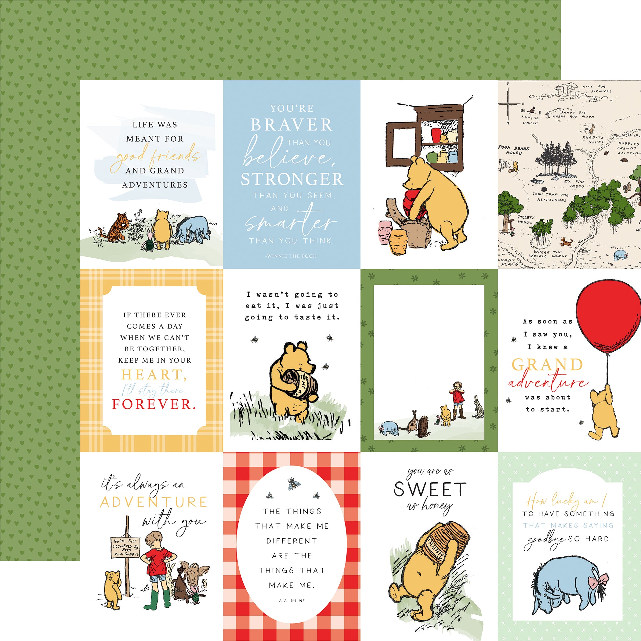Winnie The Pooh Scrapbook Paper & Sticker Collection Kit by Echo Park Paper - 13 Pieces