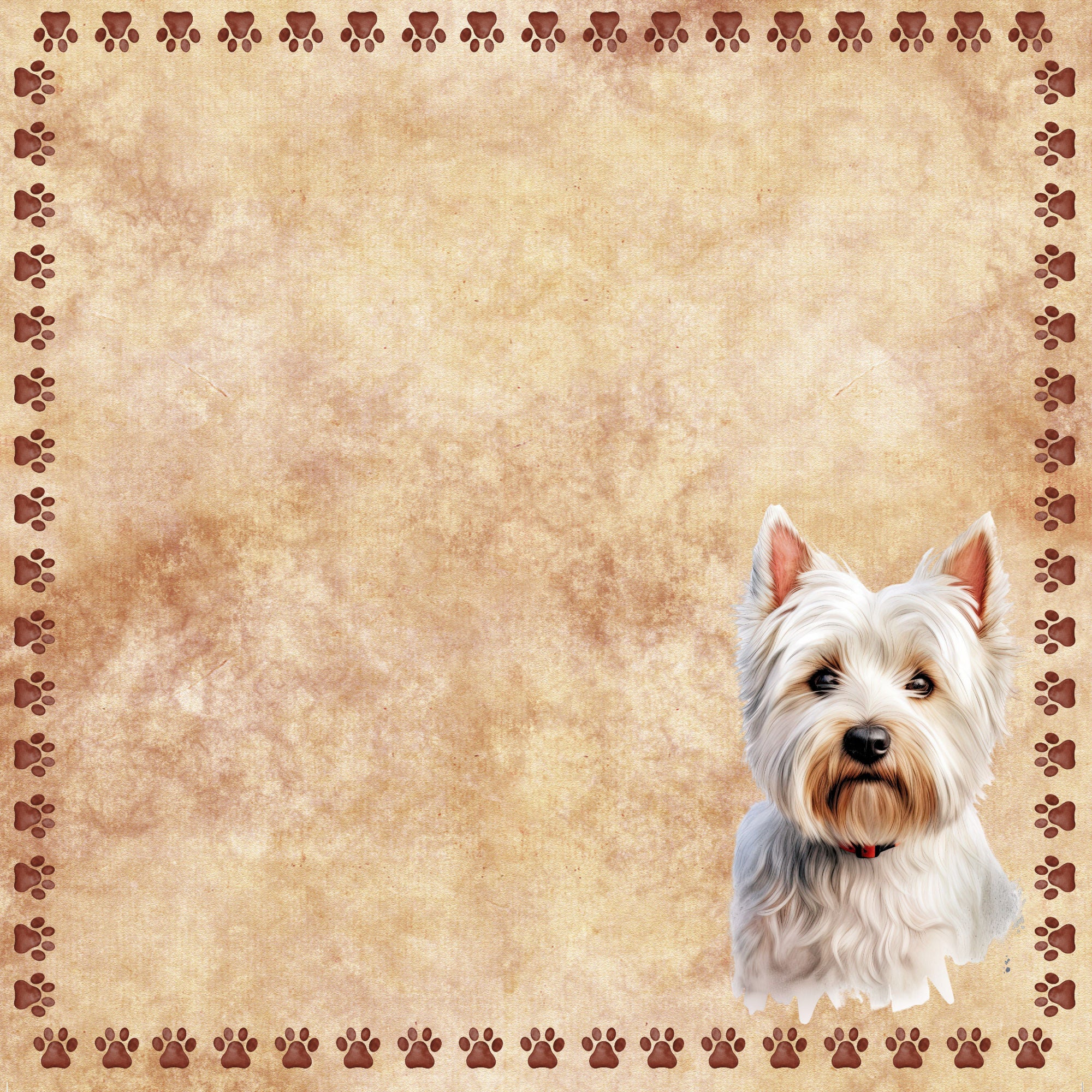 Dog Breeds Collection West Highland White Terrier 12 x 12 Double-Sided Scrapbook Paper by SSC Designs