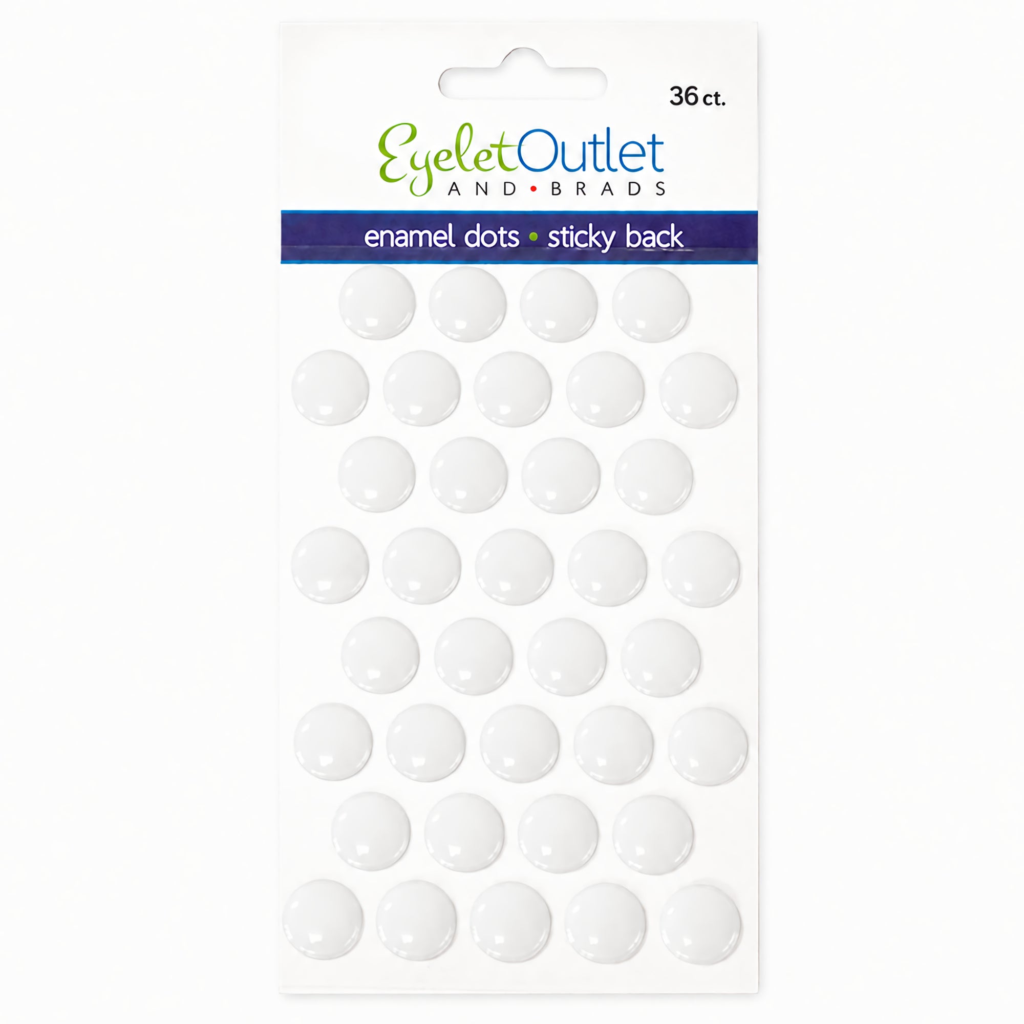 Our Brads Need Friends Collection 3 x 5 White 1/2" Scrapbook Enamel Sticky Back Dots by Eyelet Outlet - 36 count