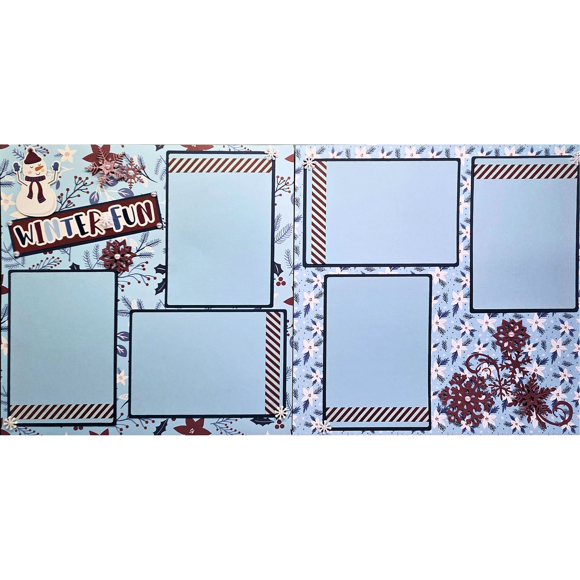 Winter Fun (2) - 12 x 12 Pages, Fully-Assembled & Hand-Crafted 3D Scrapbook Premade by SSC Designs