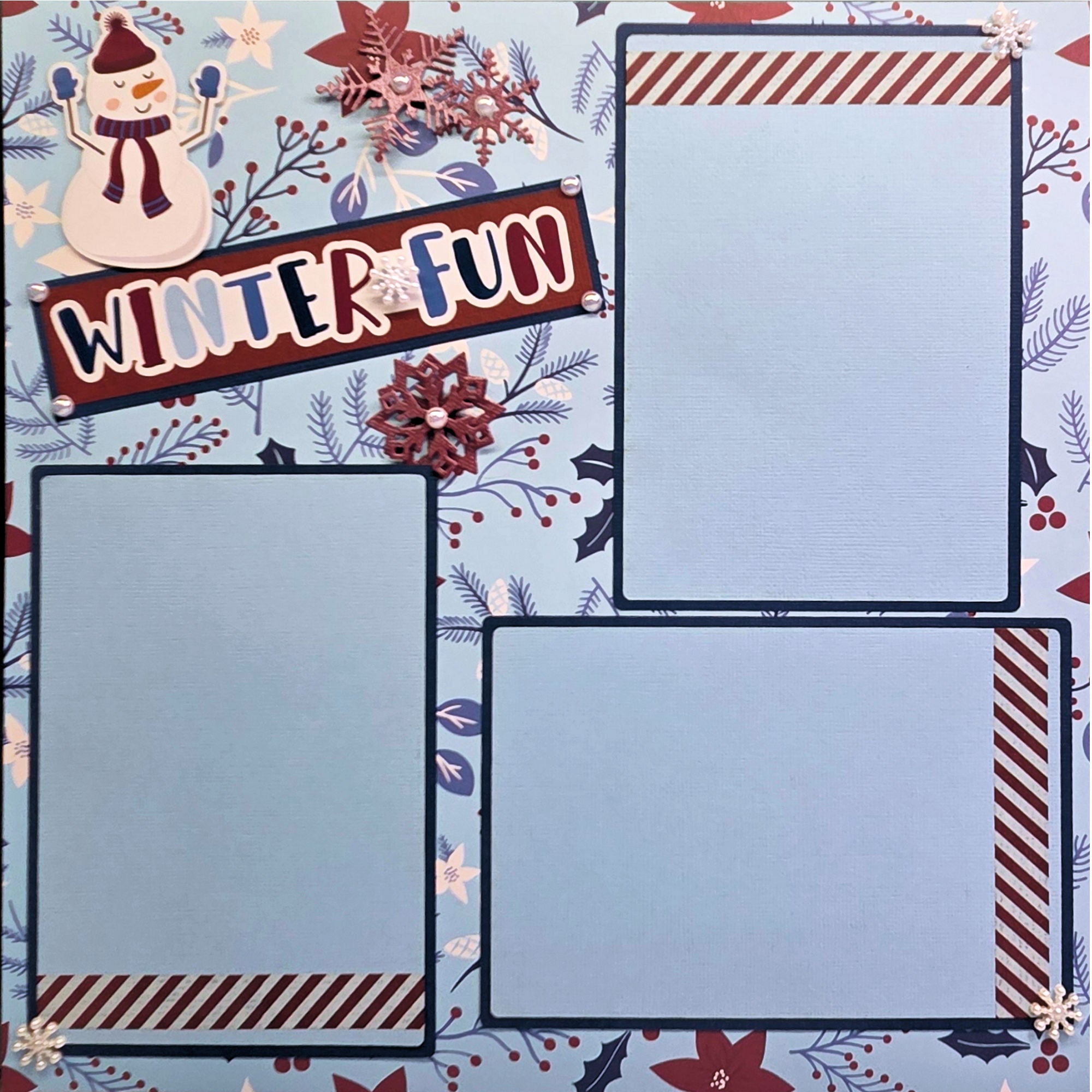 Winter Fun (2) - 12 x 12 Pages, Fully-Assembled & Hand-Crafted 3D Scrapbook Premade by SSC Designs