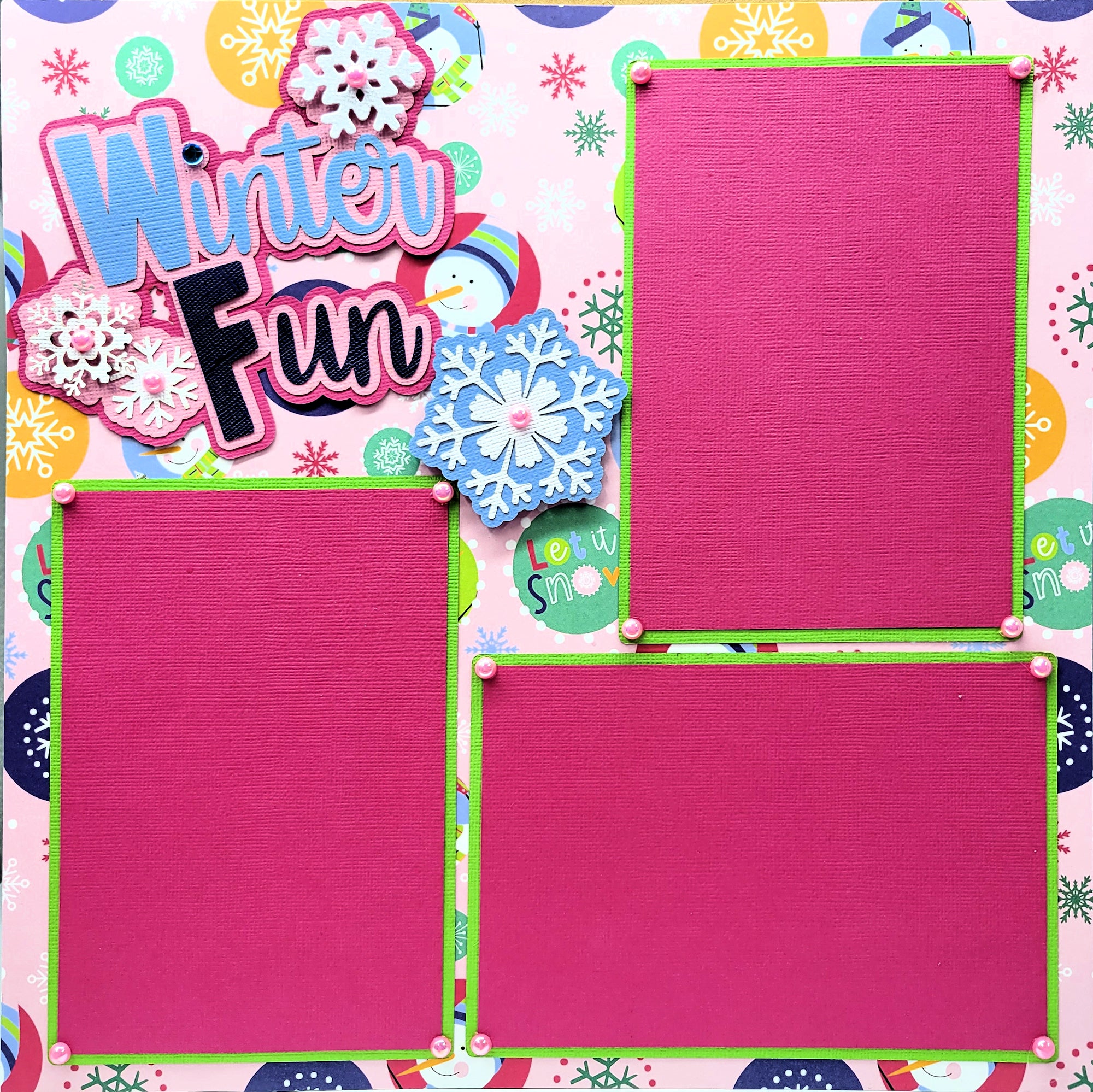 Winter Fun (2) - 12 x 12 Pages, Fully-Assembled & Hand-Crafted 3D Scrapbook Premade by SSC Designs