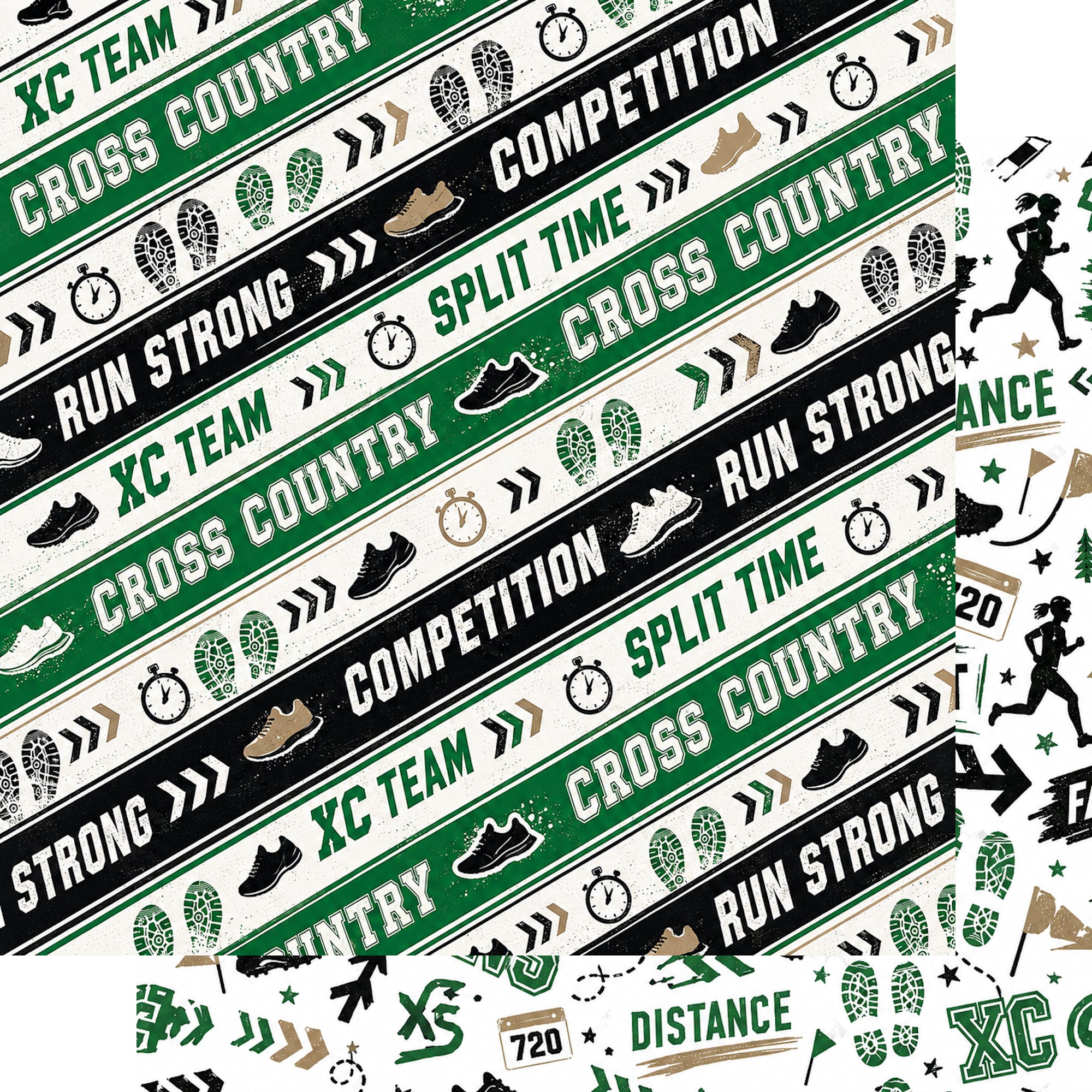 Cross Country Collection Split Time 12 x 12 Double-Sided Scrapbook Paper by SSC Designs
