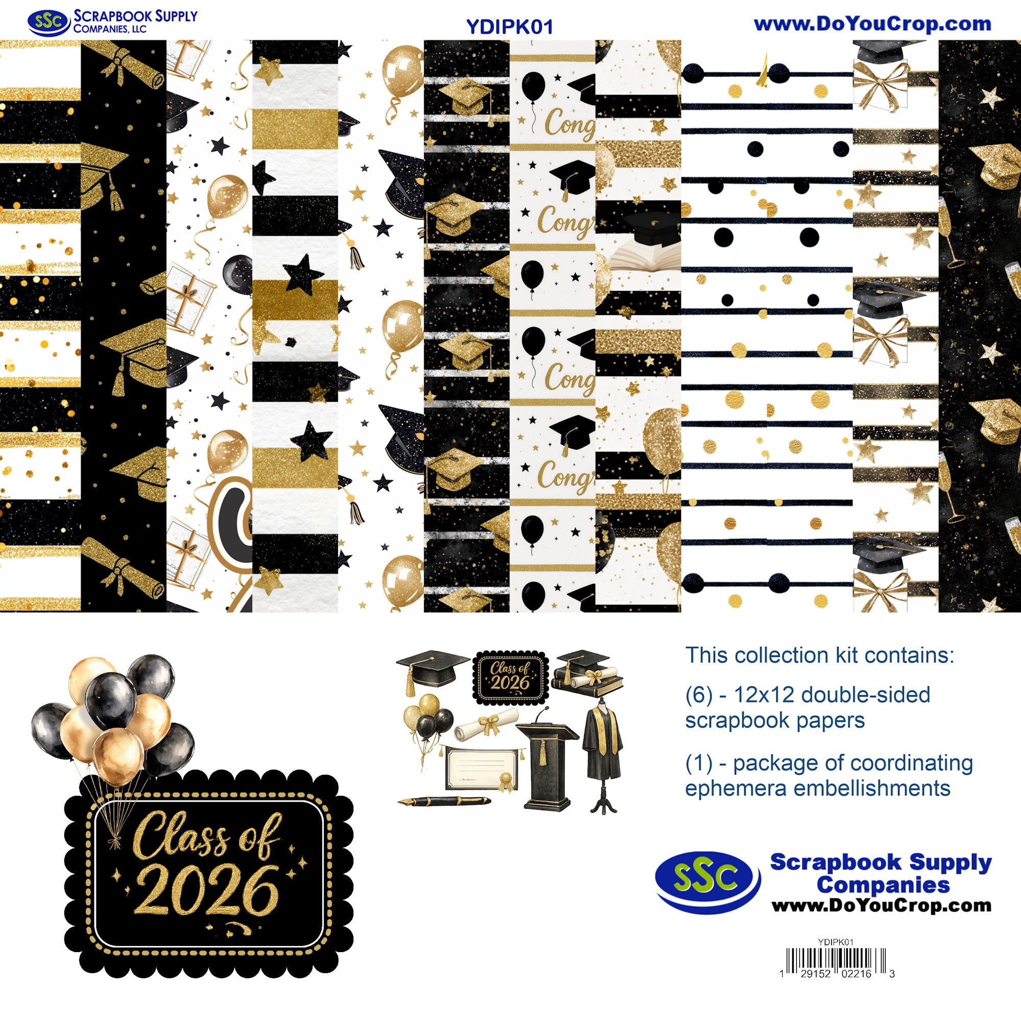 You Did It! 12 x 12 Scrapbook Paper & Embellishment Kit by SSC Designs