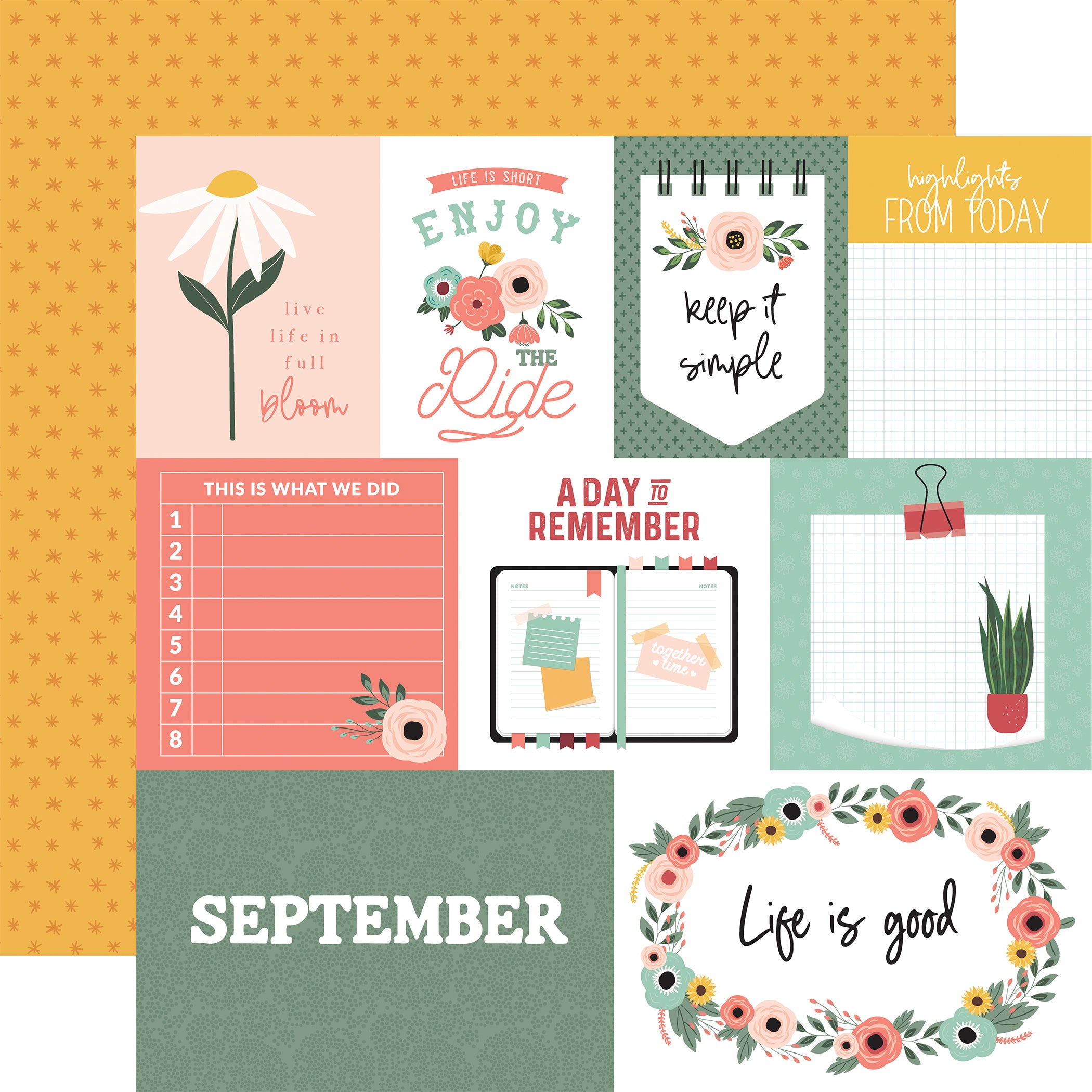 Year In Review Collection September 12 x 12 Double-Sided Scrapbook Paper by Echo Park Paper
