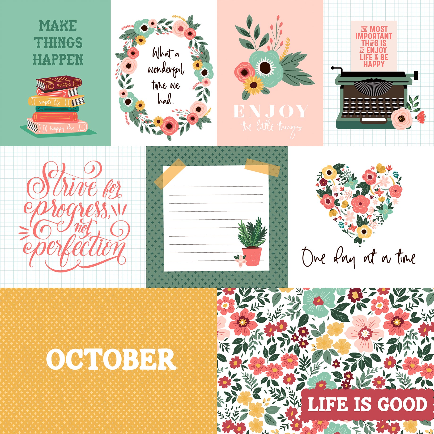 Year In Review Collection October 12 x 12 Double-Sided Scrapbook Paper by Echo Park Paper