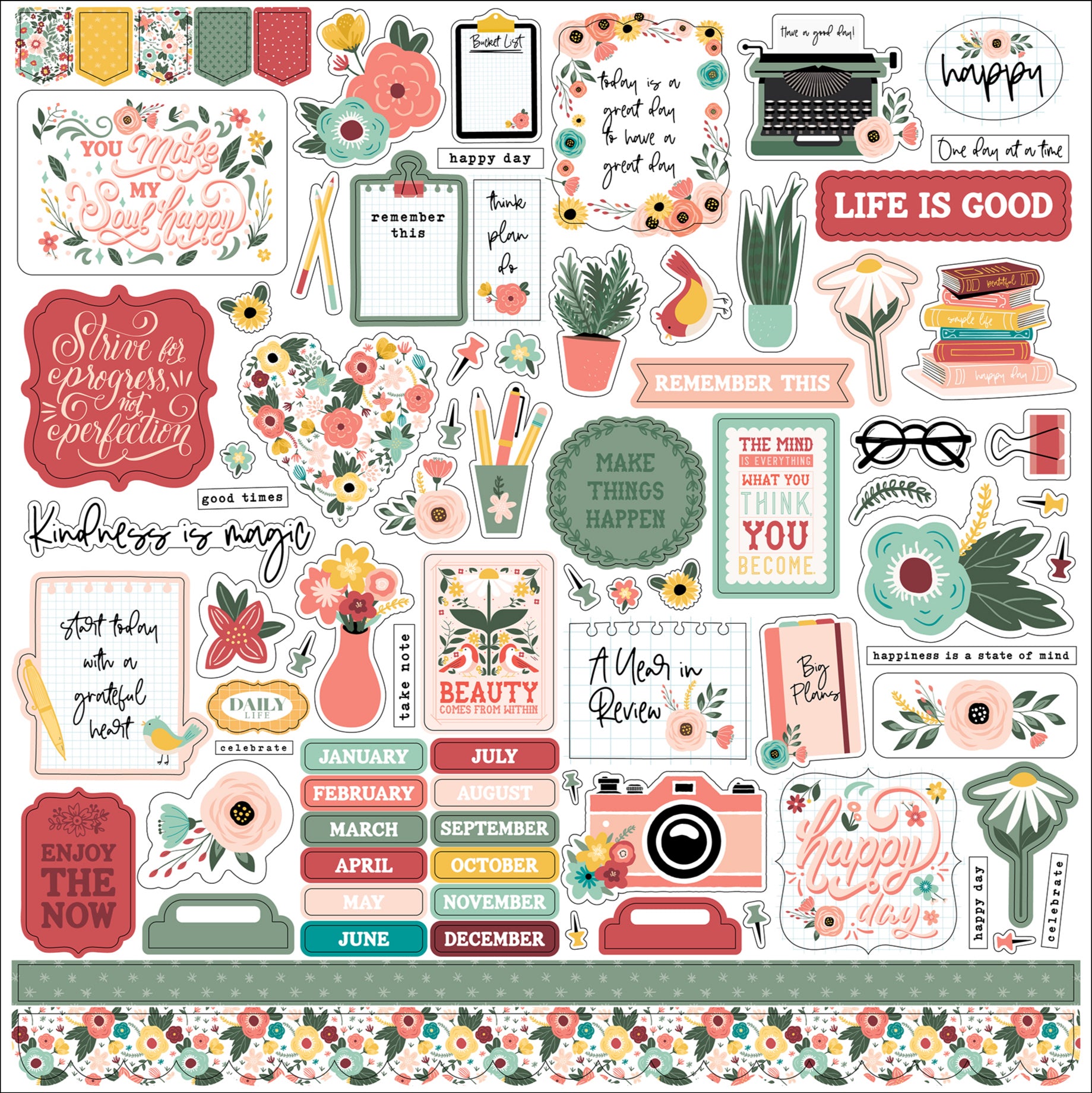 Year In Review Collection 12 x 12 Scrapbook Sticker Sheet by Echo Park Paper