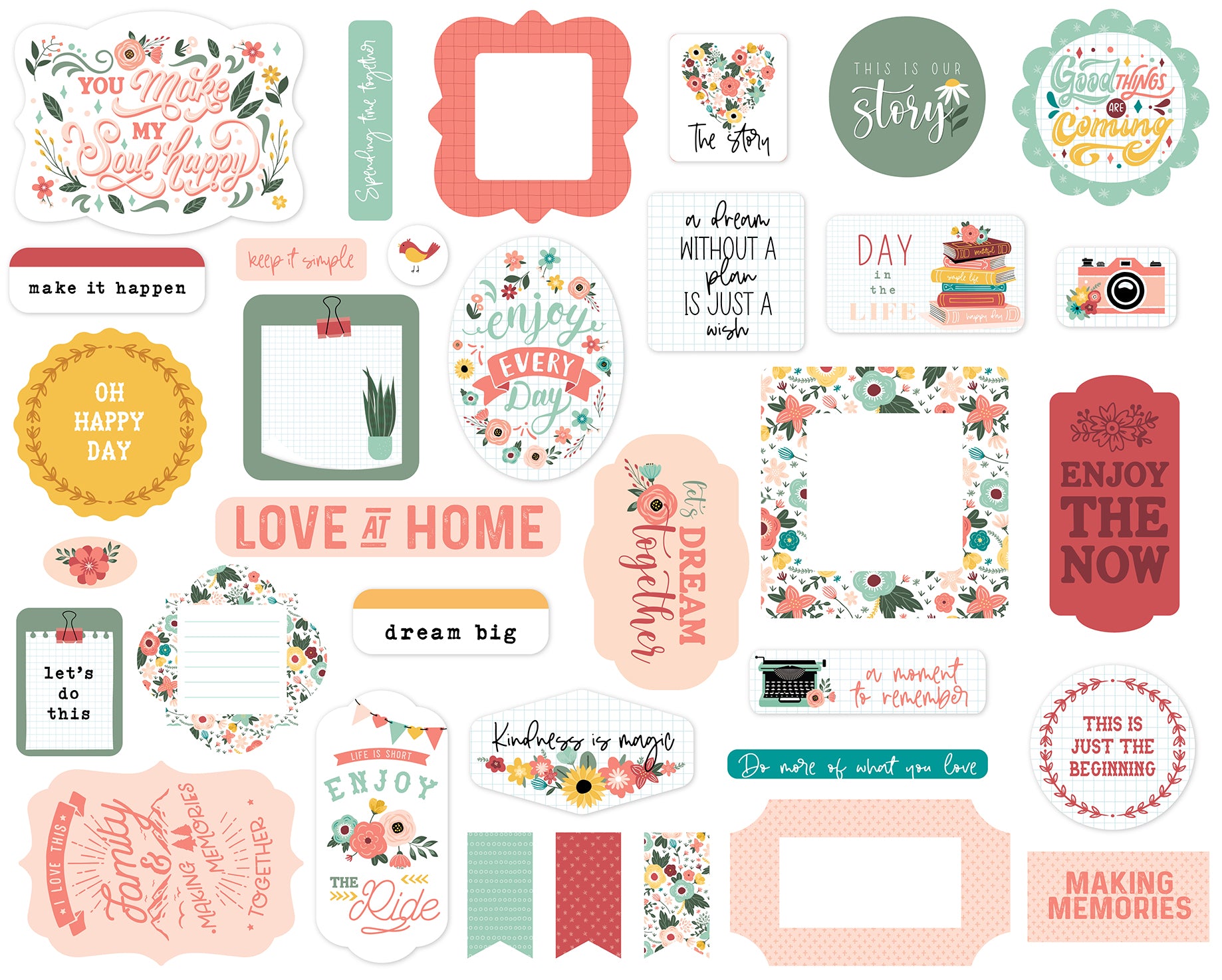 Year In Review Collection 5 x 5 Scrapbook Ephemera by Echo Park Paper