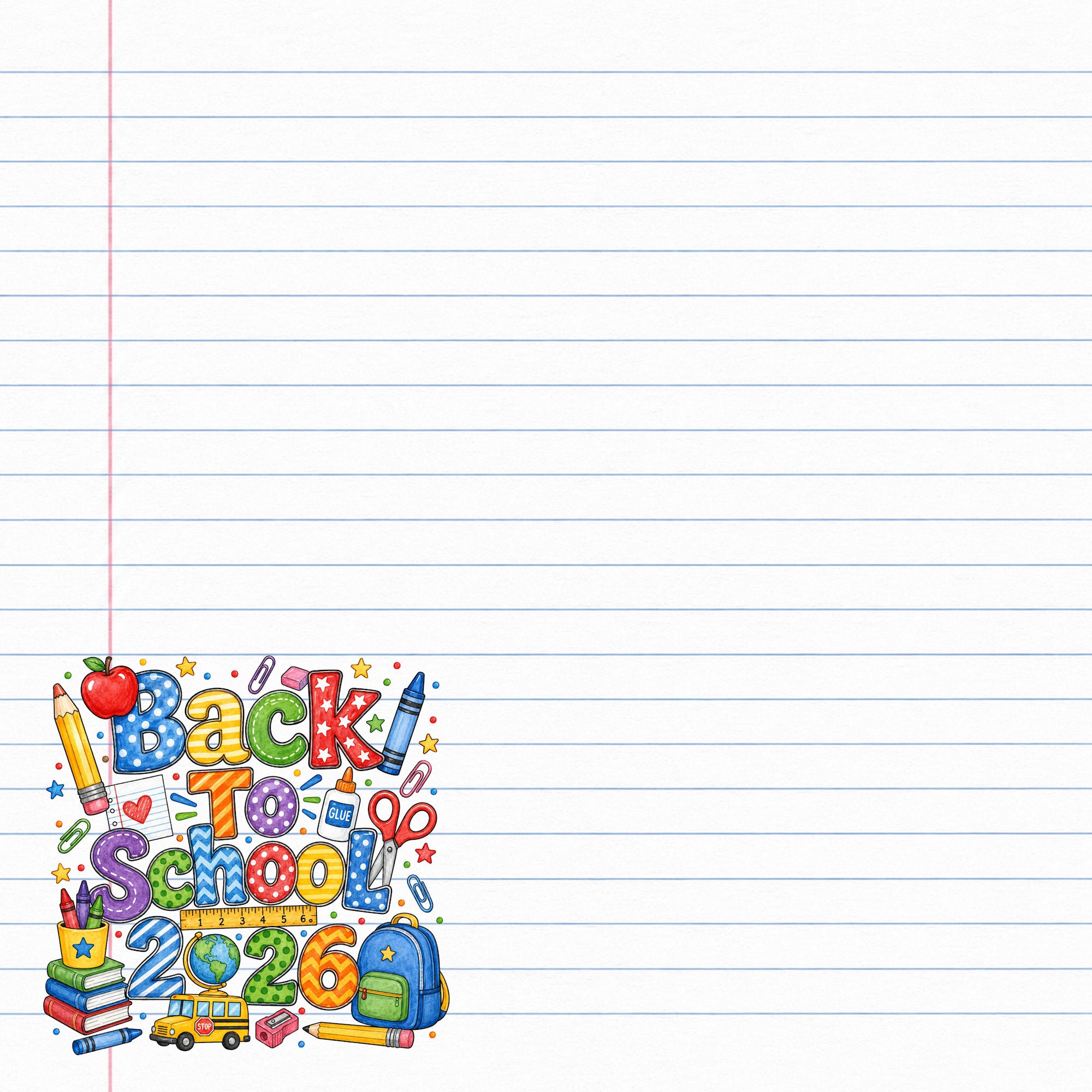 Yearly Holidays 2026 Collection Back To School 12 x 12 Double-Sided Scrapbook Paper by SSC Designs