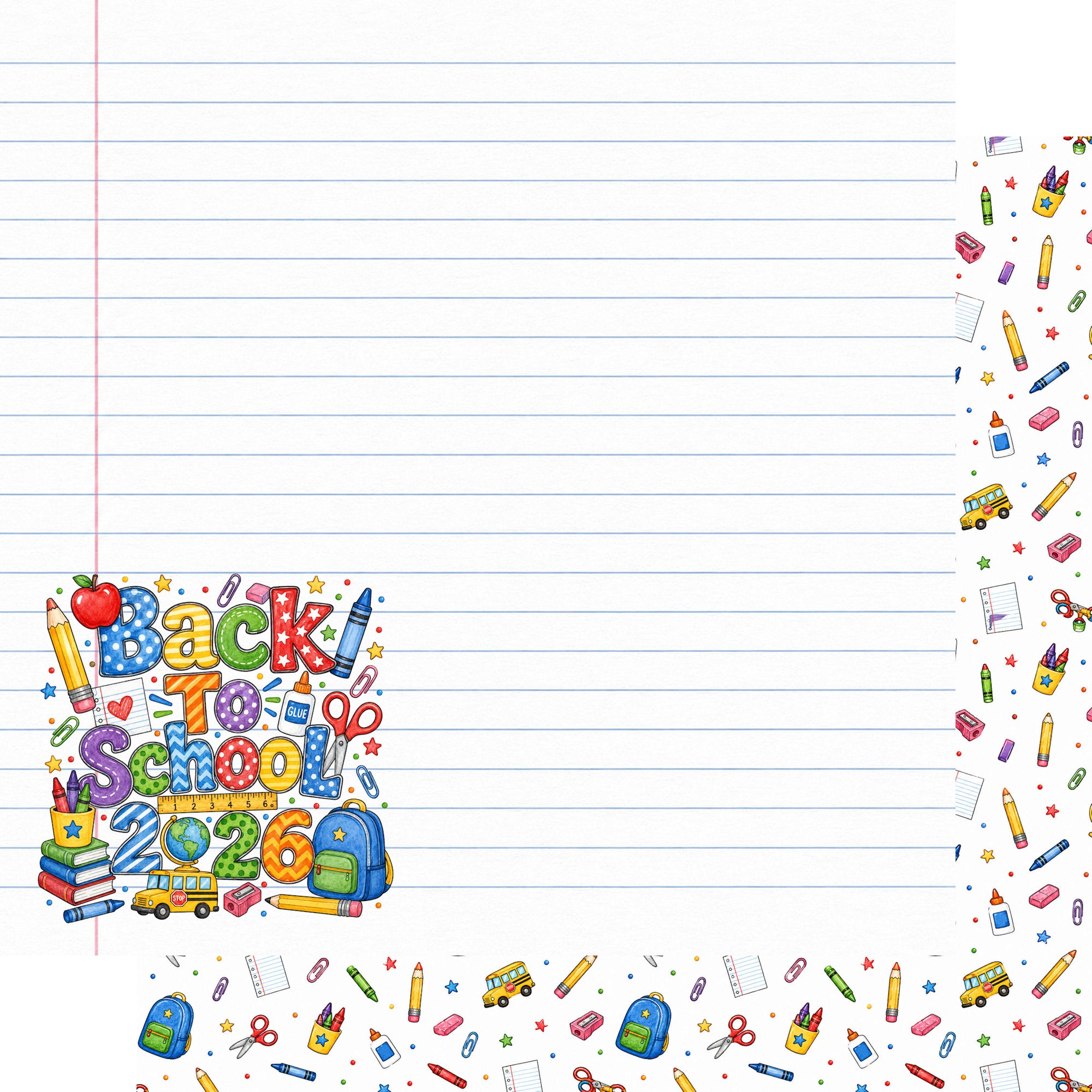 Yearly Holidays 2026 Collection Back To School 12 x 12 Double-Sided Scrapbook Paper by SSC Designs