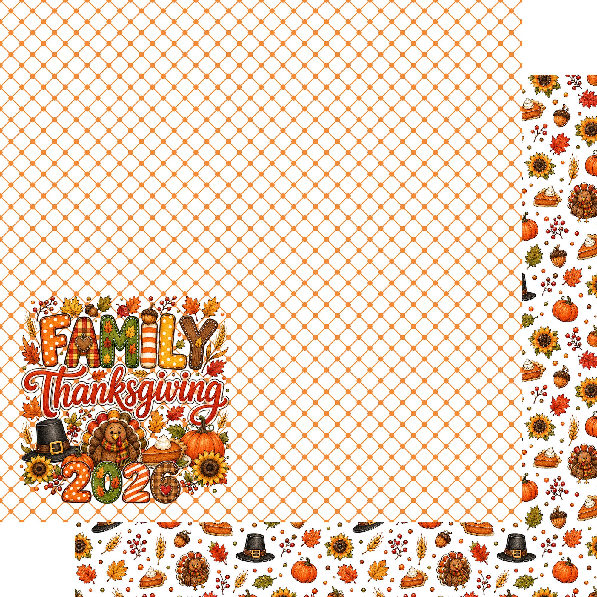 Yearly Holidays 2026 Collection Happy Thanksgiving 12 x 12 Double-Sided Scrapbook Paper by SSC Designs