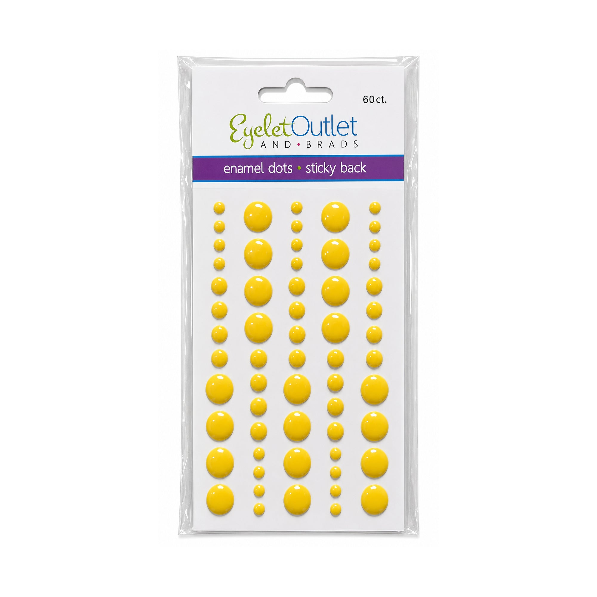Our Brads Need Friends Collection 3 x 5 Yellow Scrapbook Enamel Sticky Back Dots by Eyelet Outlet 60 Count