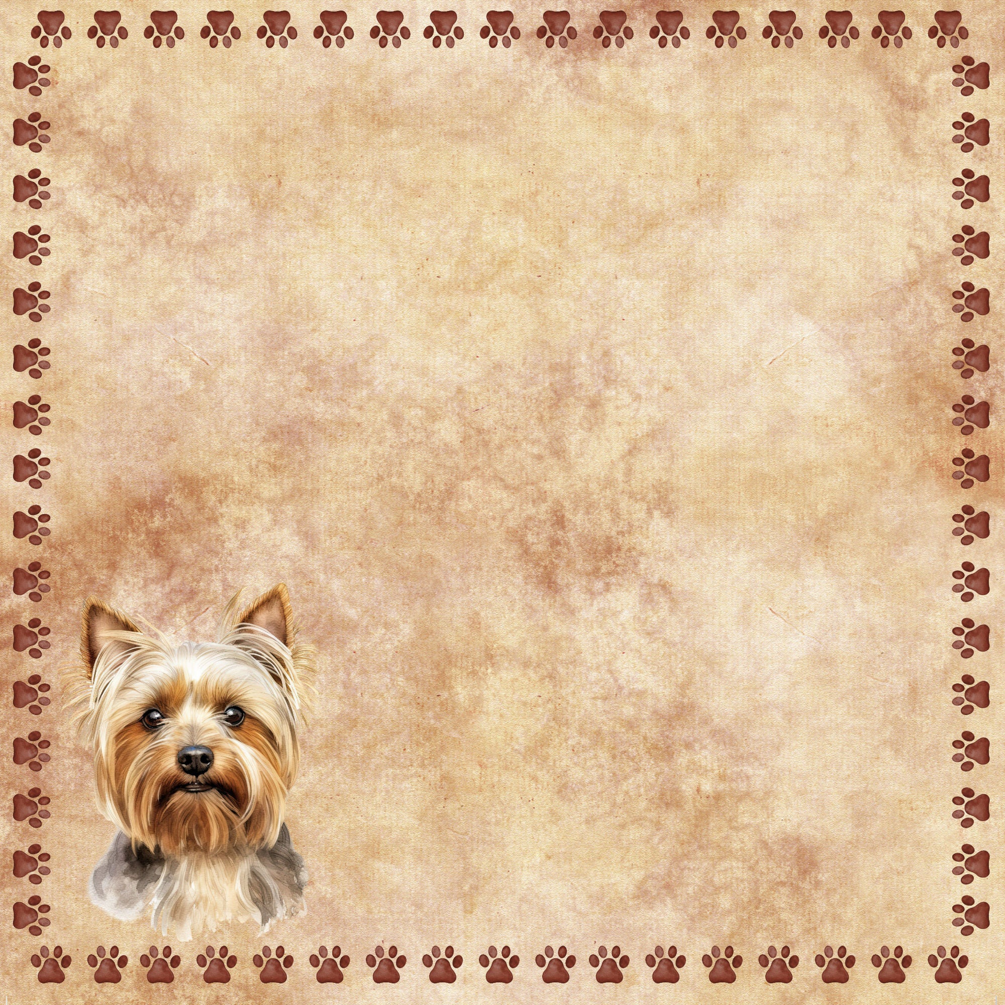Dog Breeds Collection Yorkshire Terrier 12 x 12 Double-Sided Scrapbook Paper by SSC Designs
