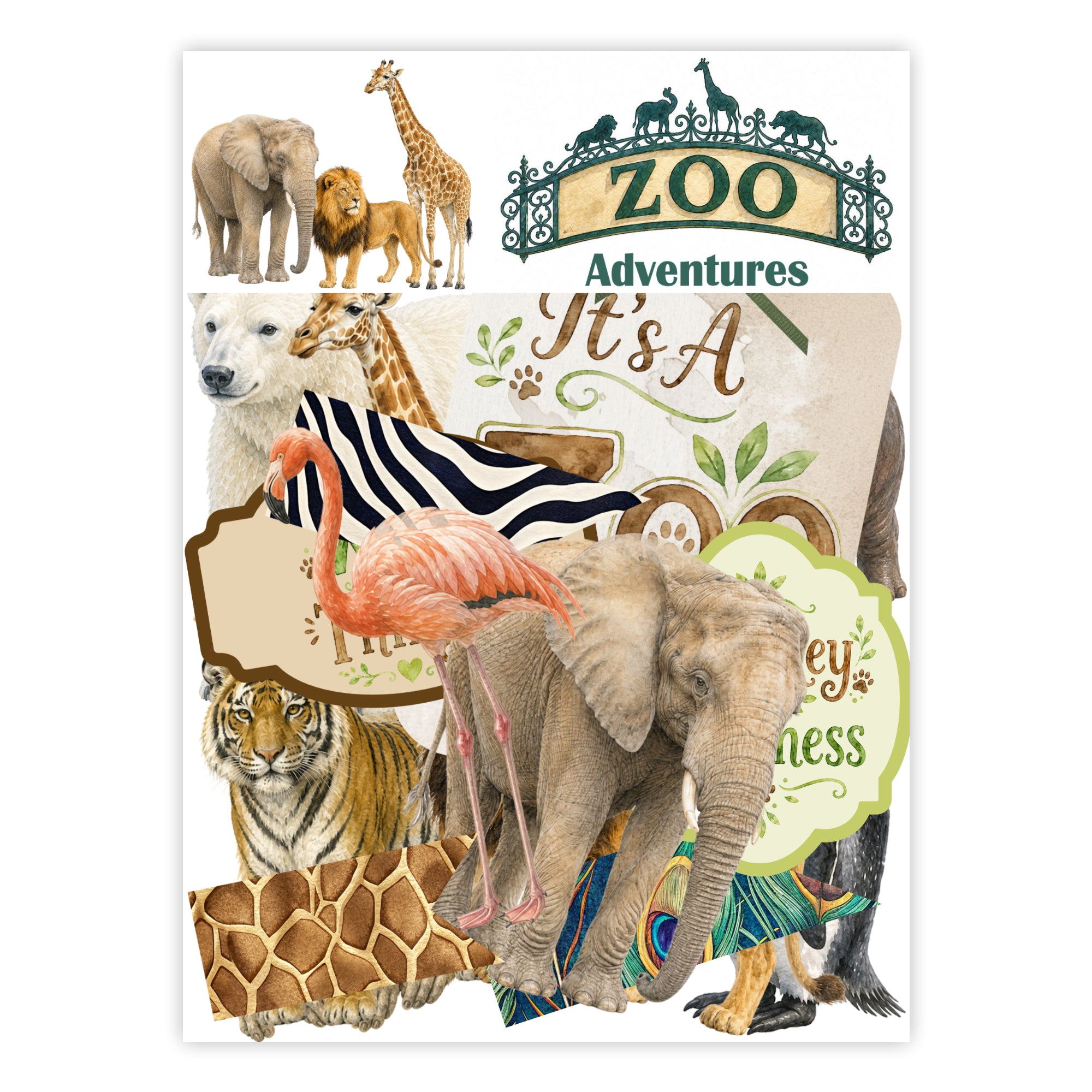 Zoo Adventures 12 x 12 Scrapbook Paper & Embellishment Kit by SSC Designs