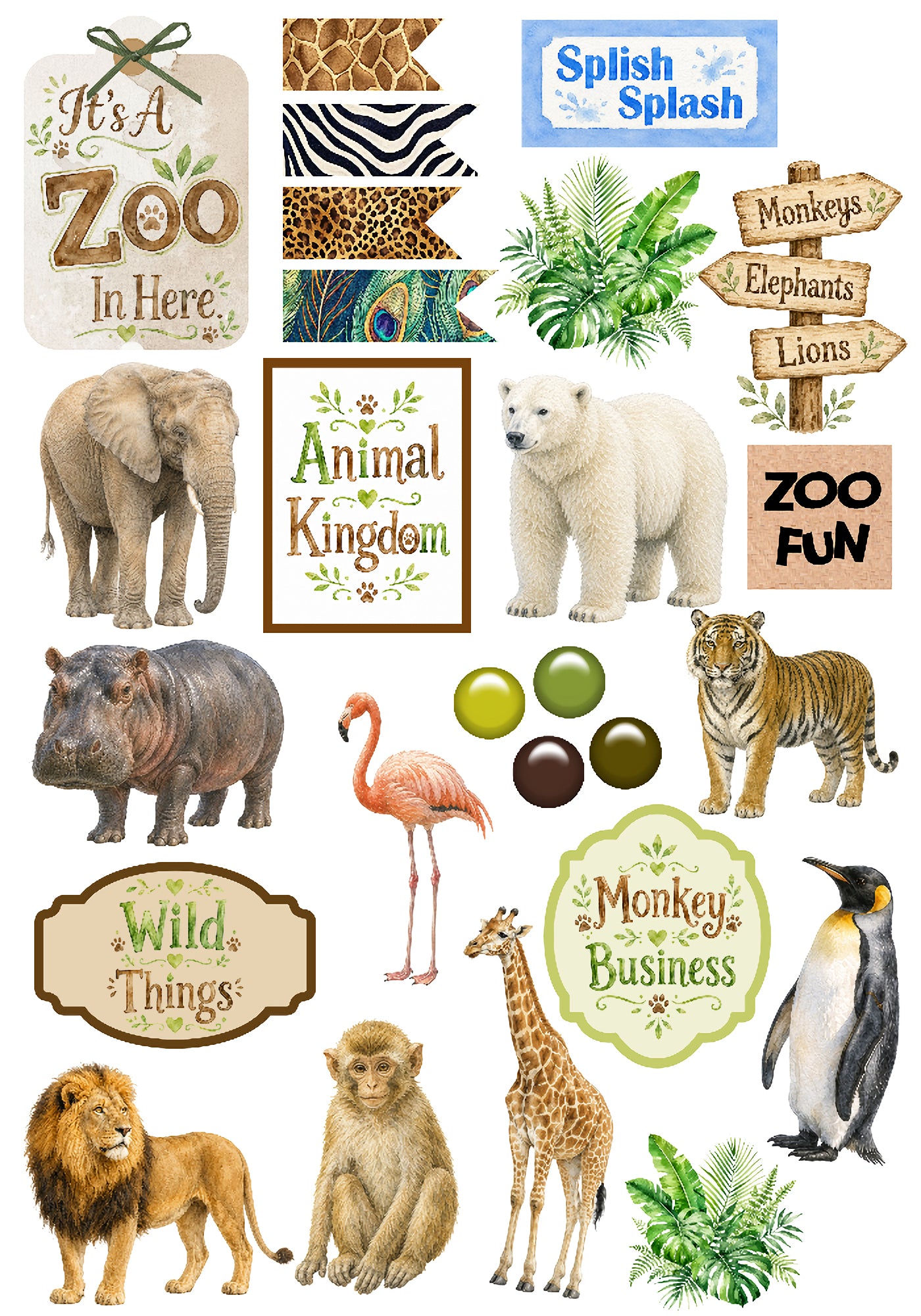 Zoo Adventures 12 x 12 Scrapbook Paper & Embellishment Kit by SSC Designs