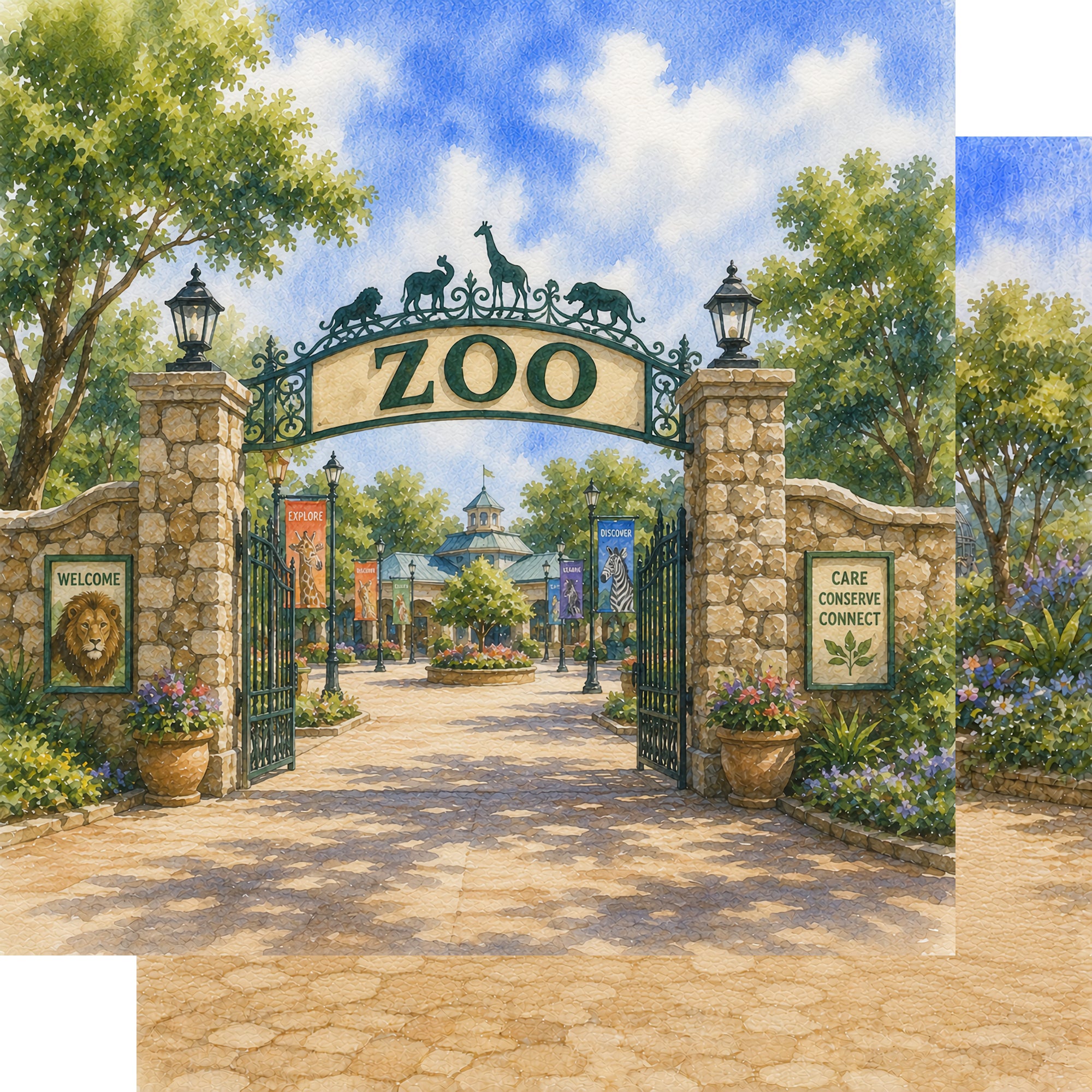 Zoo Adventures Collection Day at the Zoo 12 x 12 Double-Sided Scrapbook Paper by SSC Designs